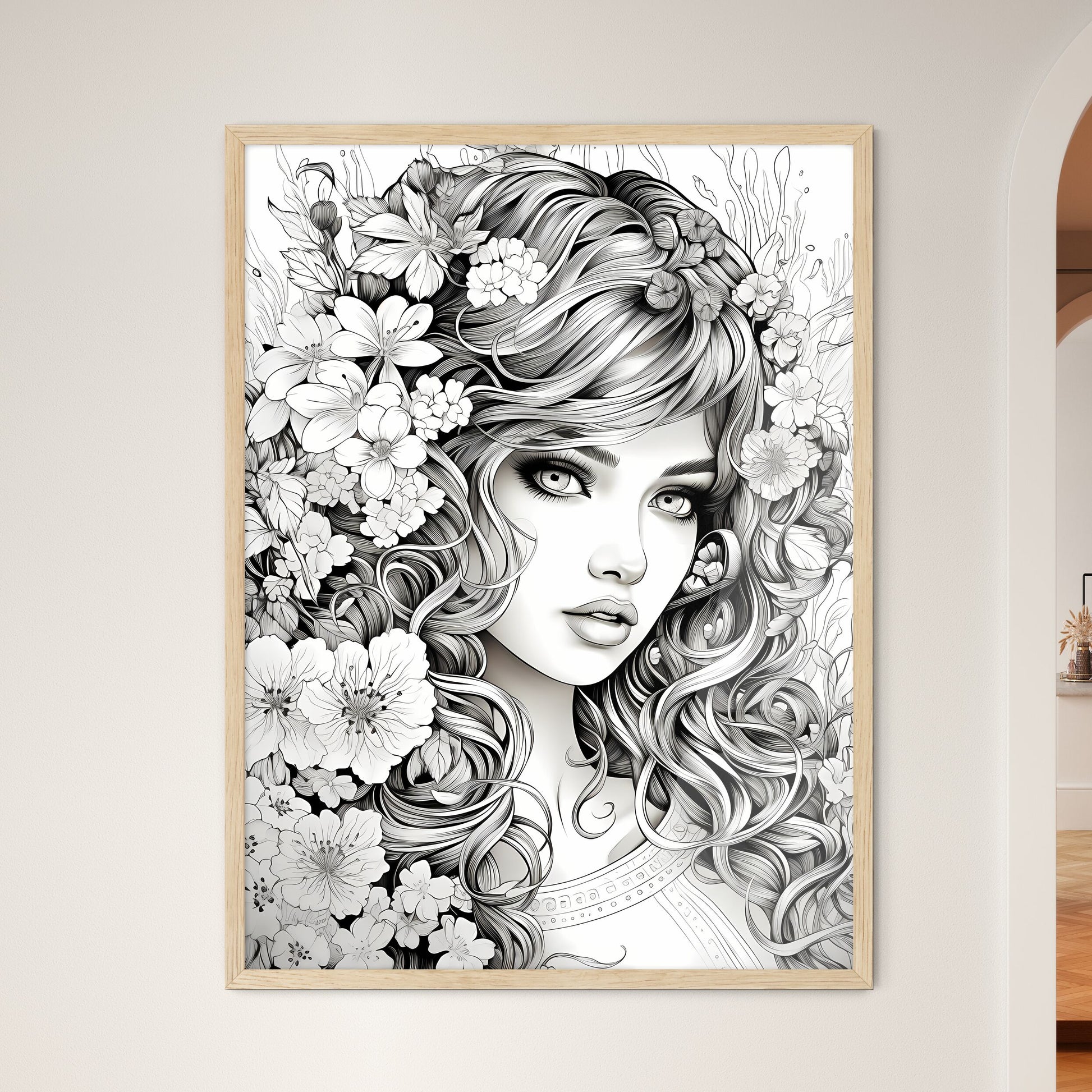 Woman With Flowers In Her Hair Art Print Default Title