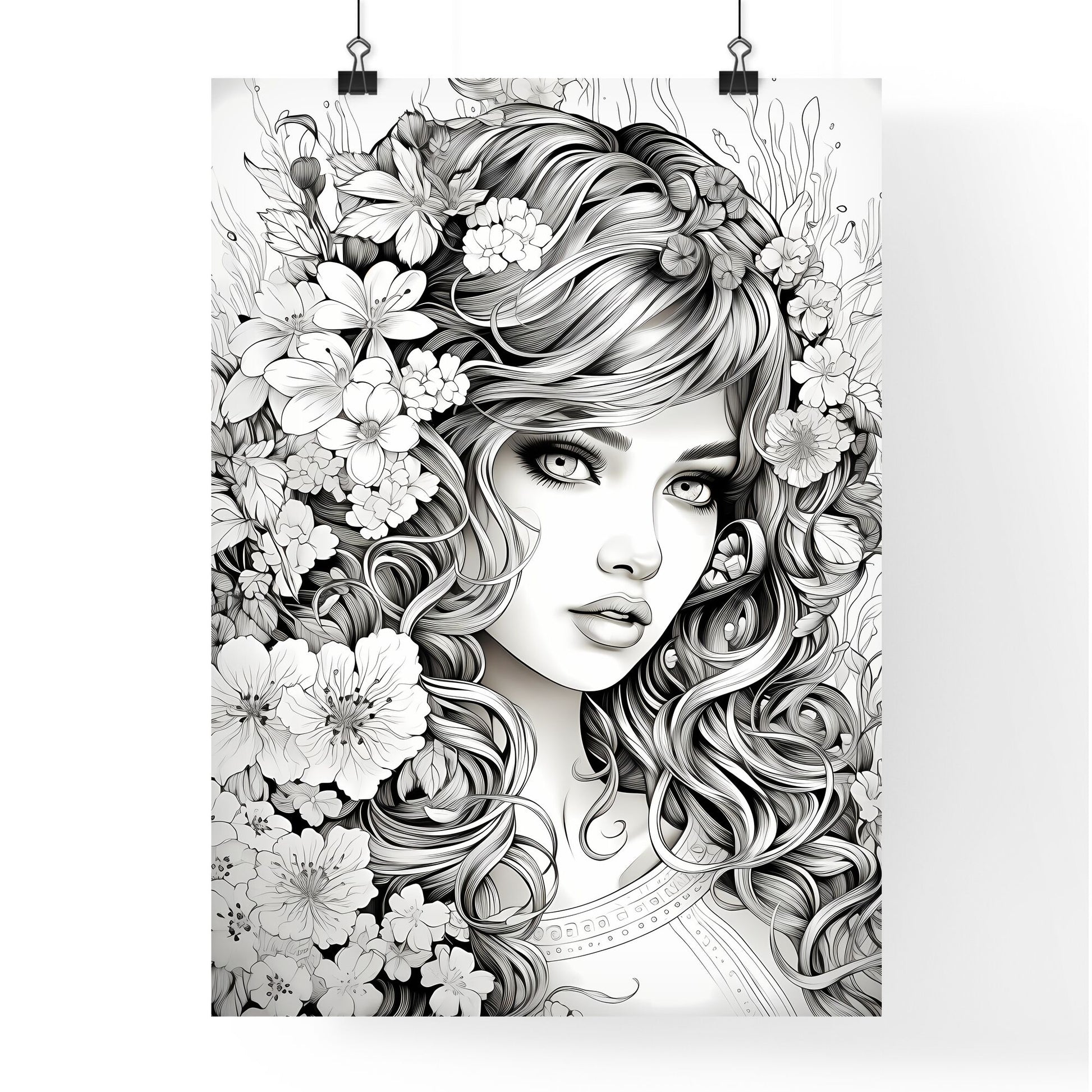 Woman With Flowers In Her Hair Art Print Default Title