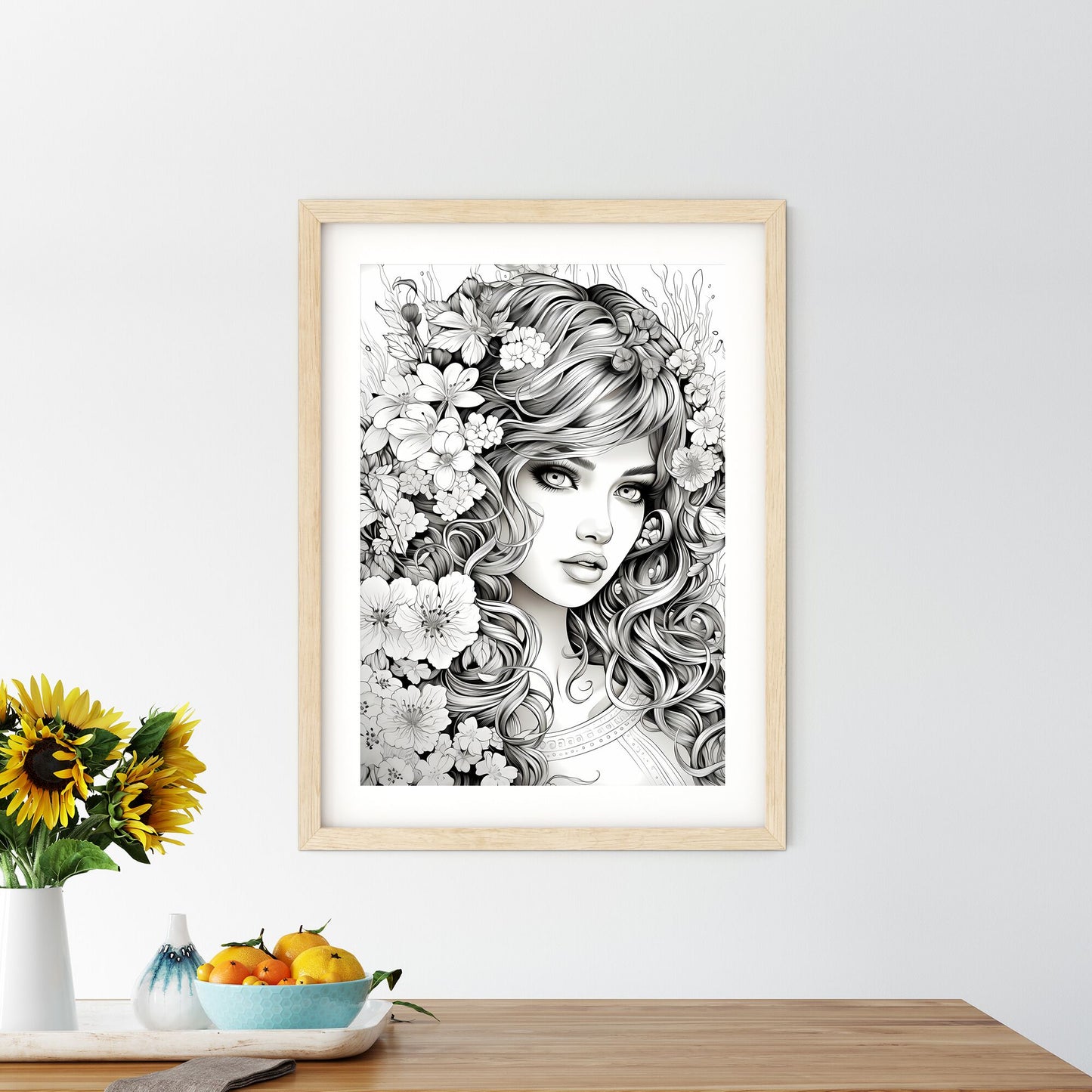 Woman With Flowers In Her Hair Art Print Default Title