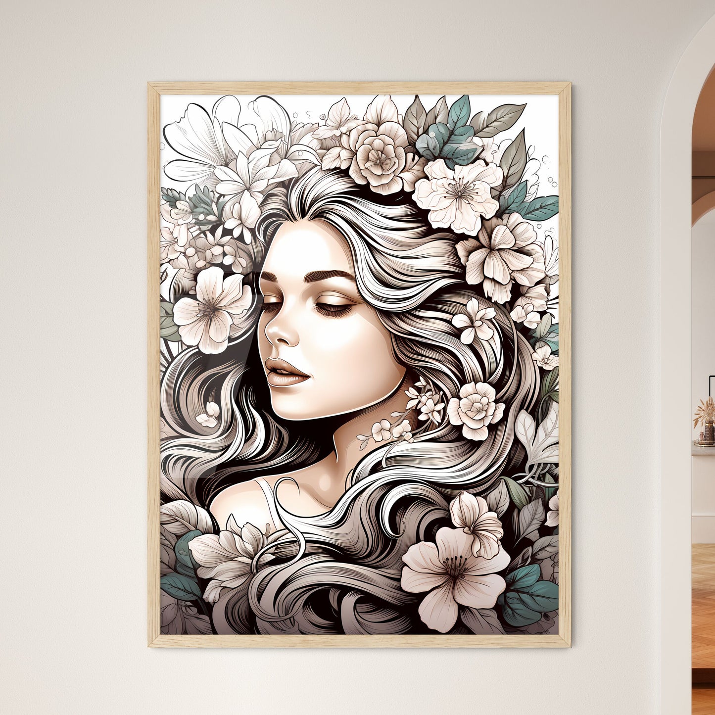 Woman With Flowers In Her Hair Art Print Default Title