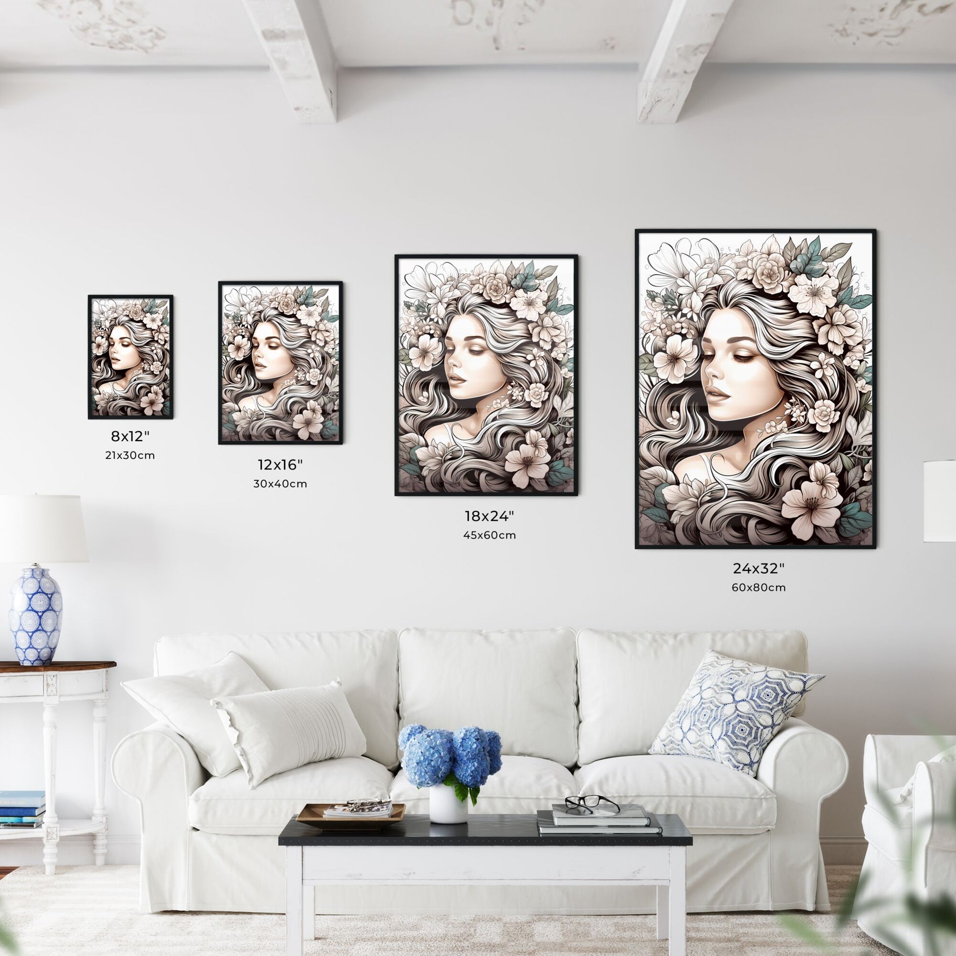 Woman With Flowers In Her Hair Art Print Default Title