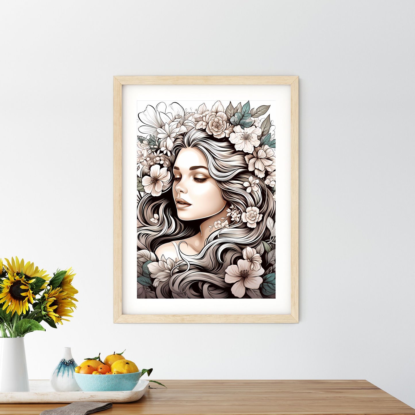 Woman With Flowers In Her Hair Art Print Default Title