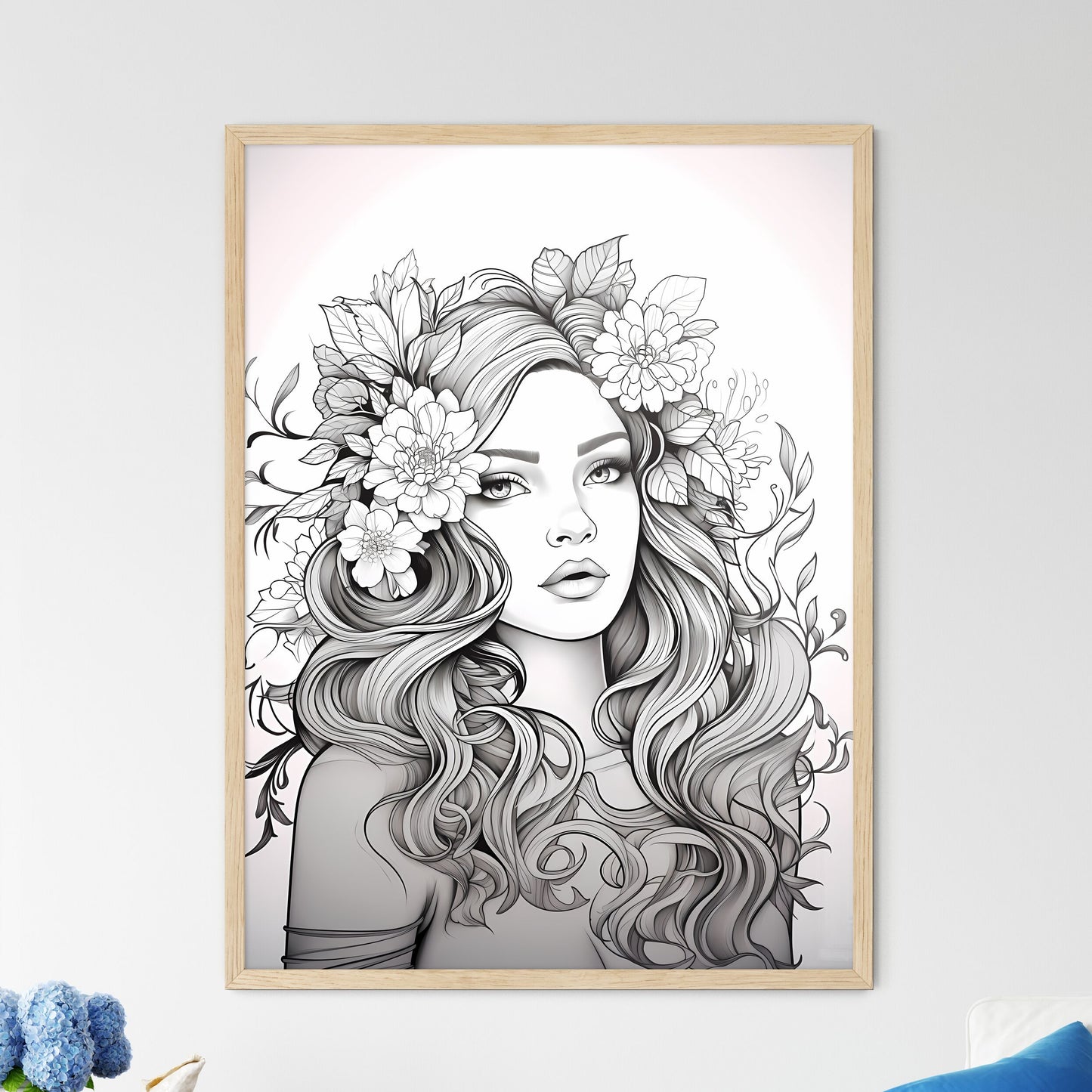 Woman With Flowers In Her Hair Art Print Default Title