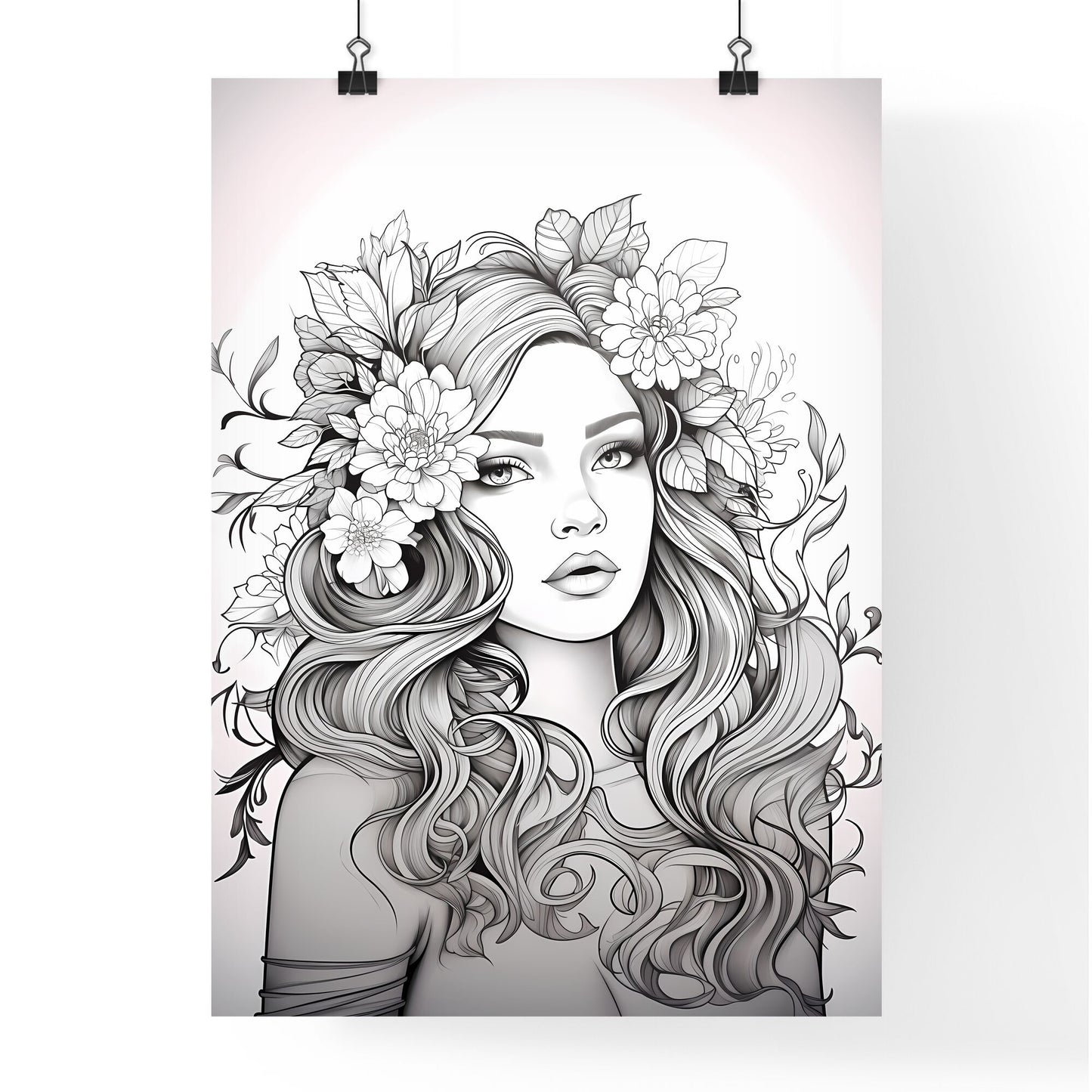 Woman With Flowers In Her Hair Art Print Default Title