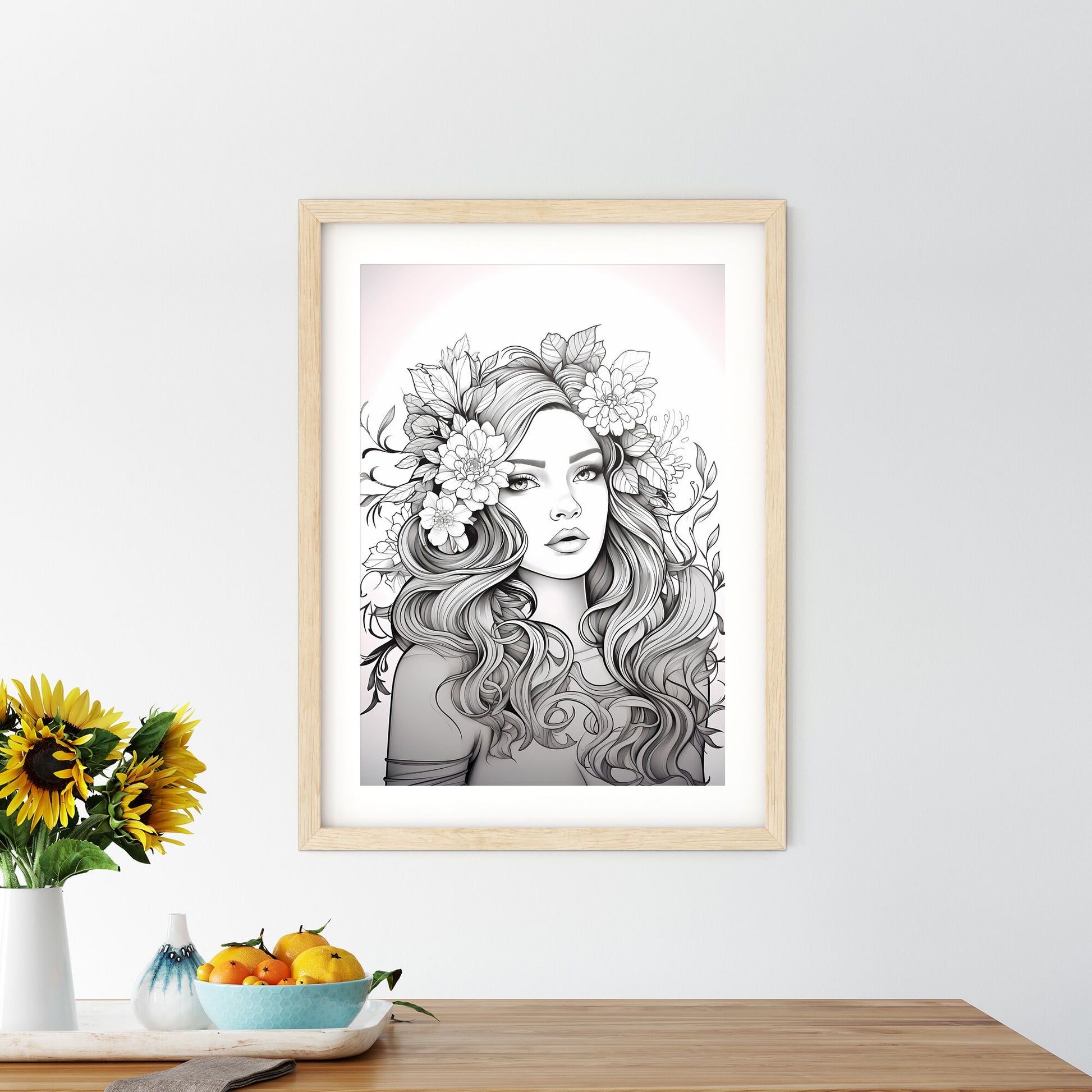 Woman With Flowers In Her Hair Art Print Default Title