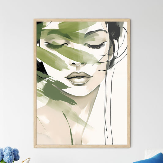 Woman With Green Paint On Her Face Art Print Default Title