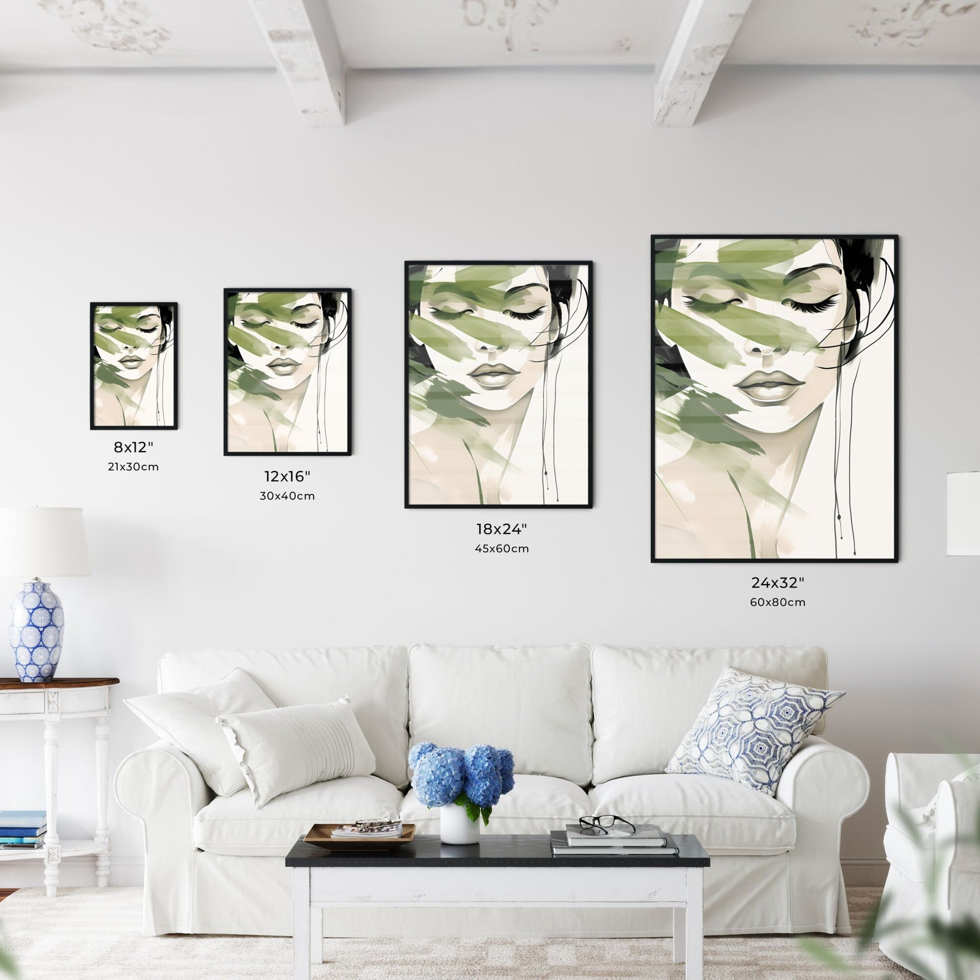 Woman With Green Paint On Her Face Art Print Default Title