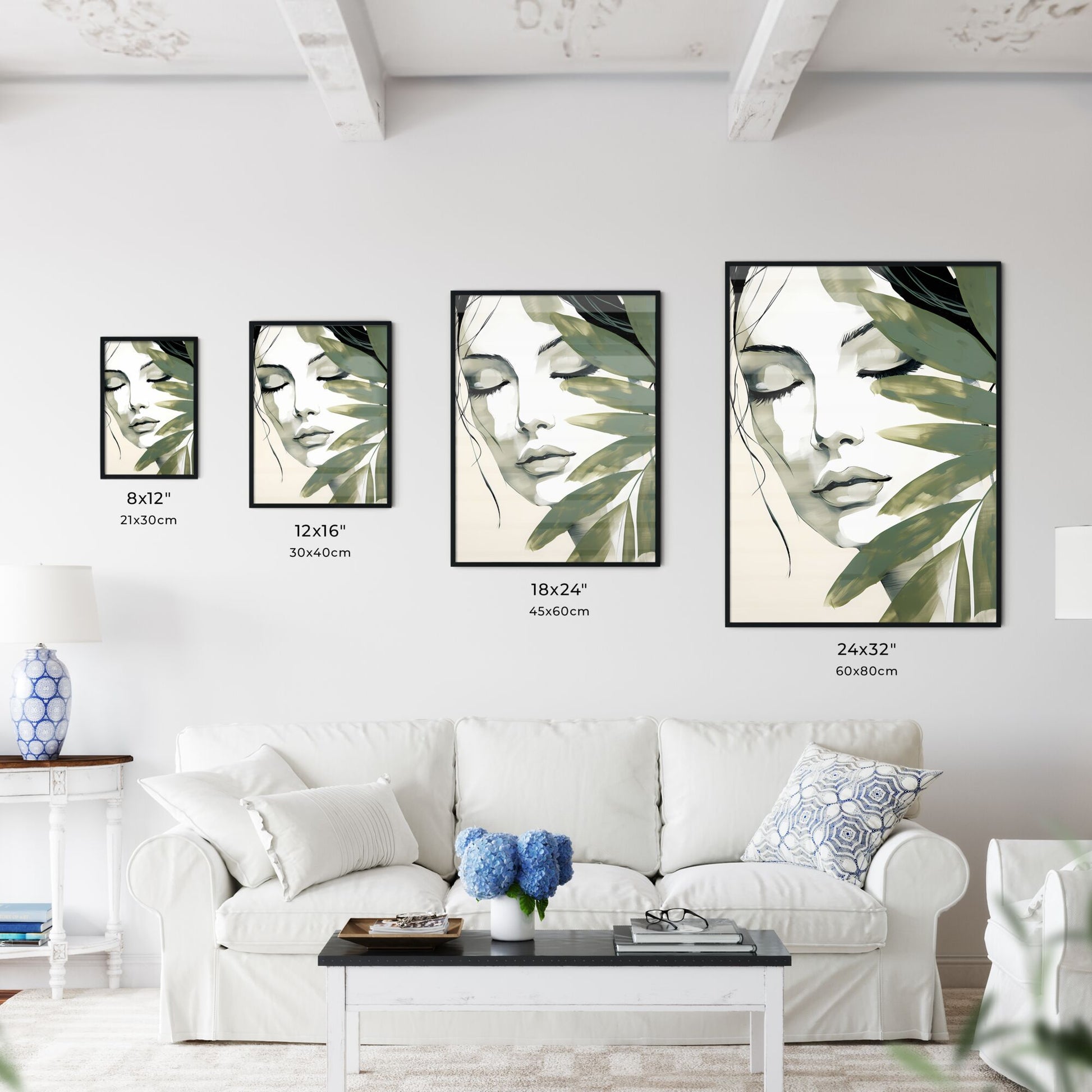 Woman With Her Eyes Closed And A Leaf Art Print Default Title