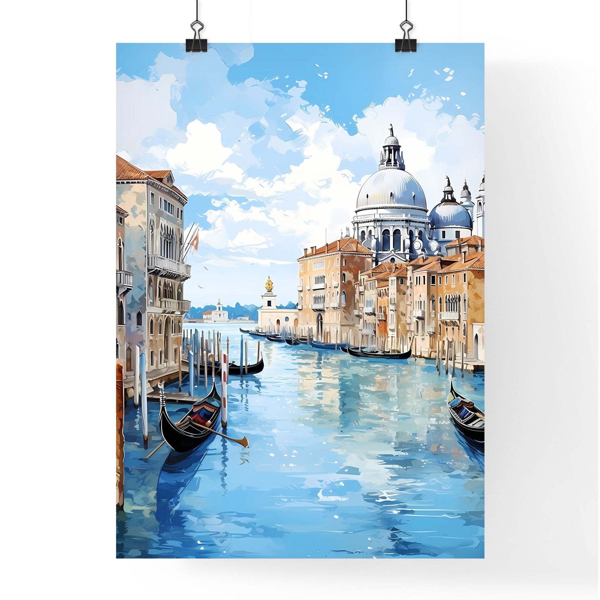 Water Canal With Boats And Buildings In The Background With Grand Canal In The Background Art Print Default Title