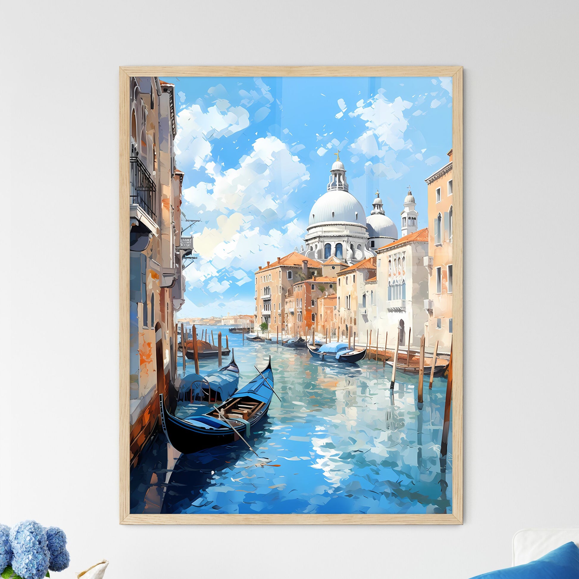 Water Canal With Boats And Buildings In The Background With Grand Canal In The Background Art Print Default Title