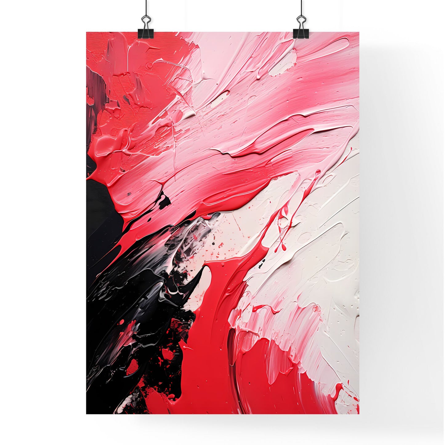 Red And White Paint On A Black Surface Art Print Default Title