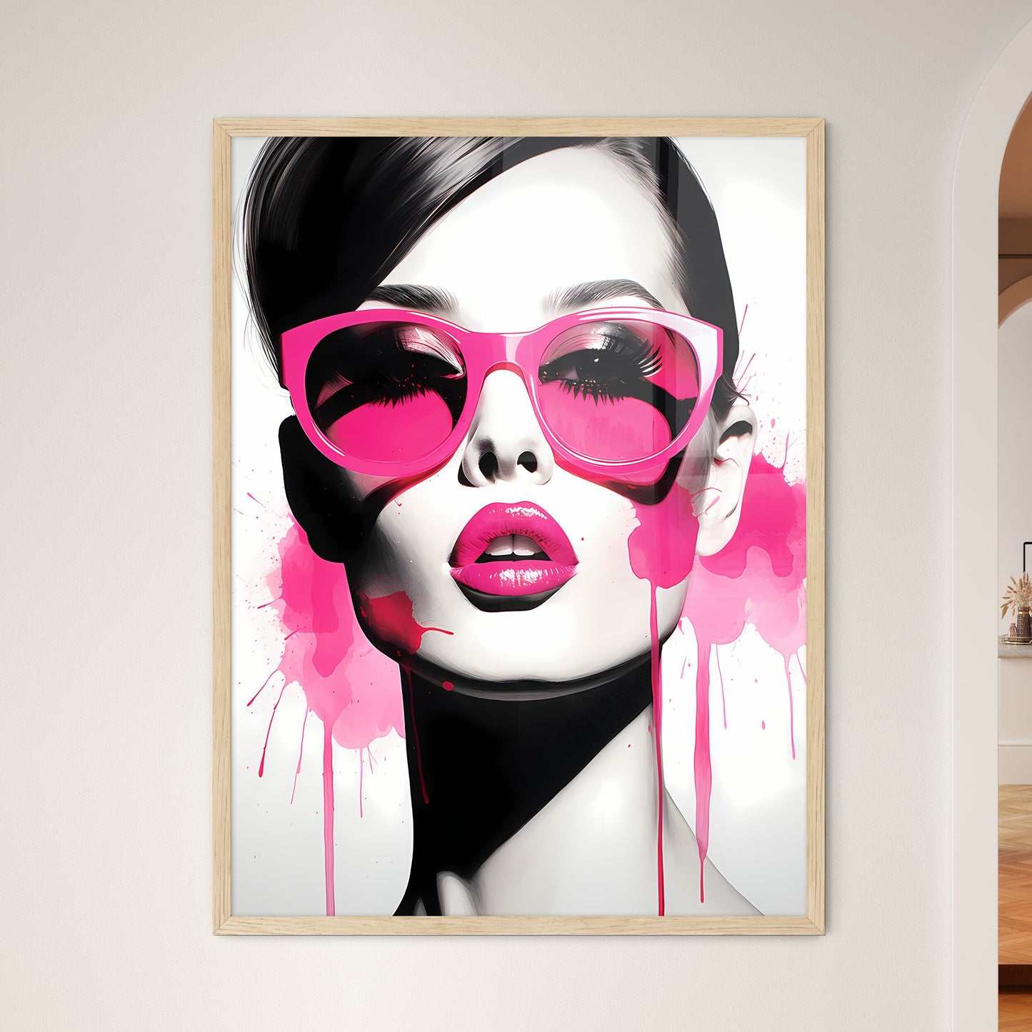 Woman With Pink Sunglasses Art Print Default Title