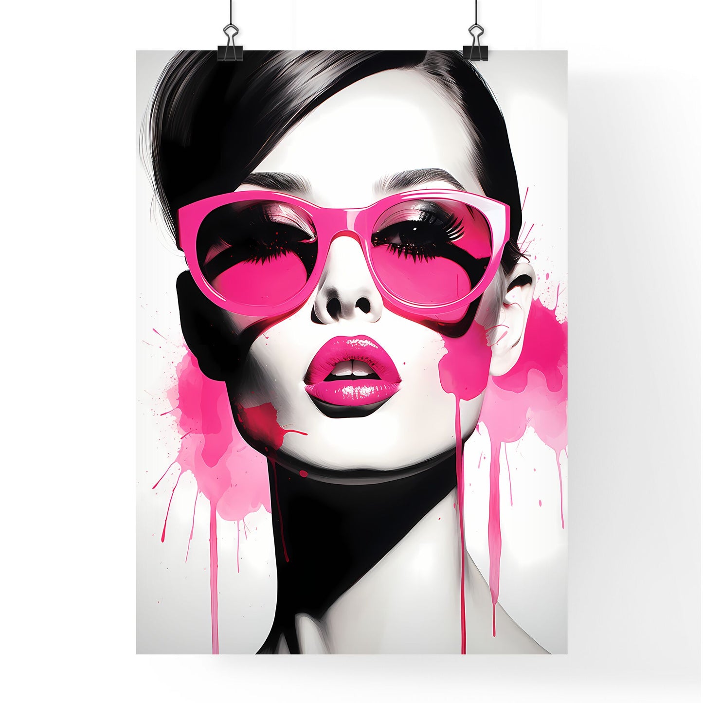 Woman With Pink Sunglasses Art Print Default Title