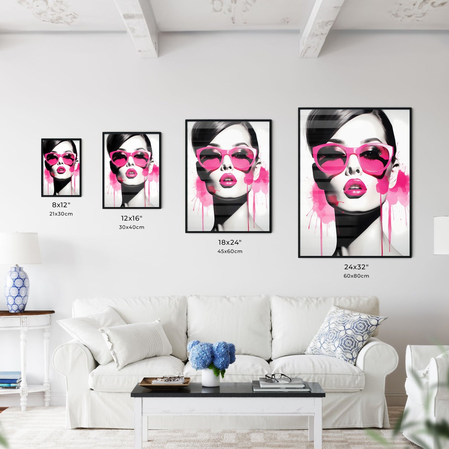 Woman With Pink Sunglasses Art Print Default Title