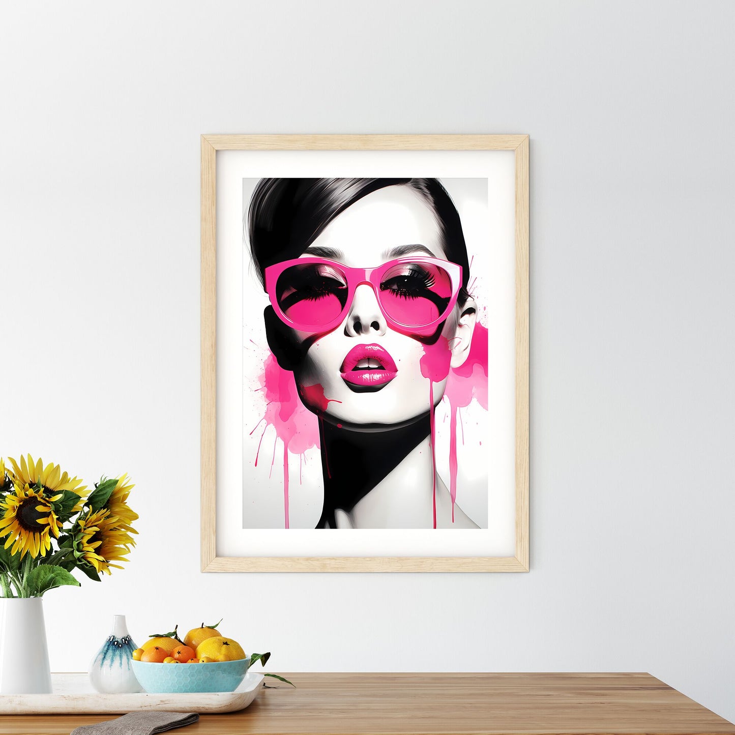 Woman With Pink Sunglasses Art Print Default Title