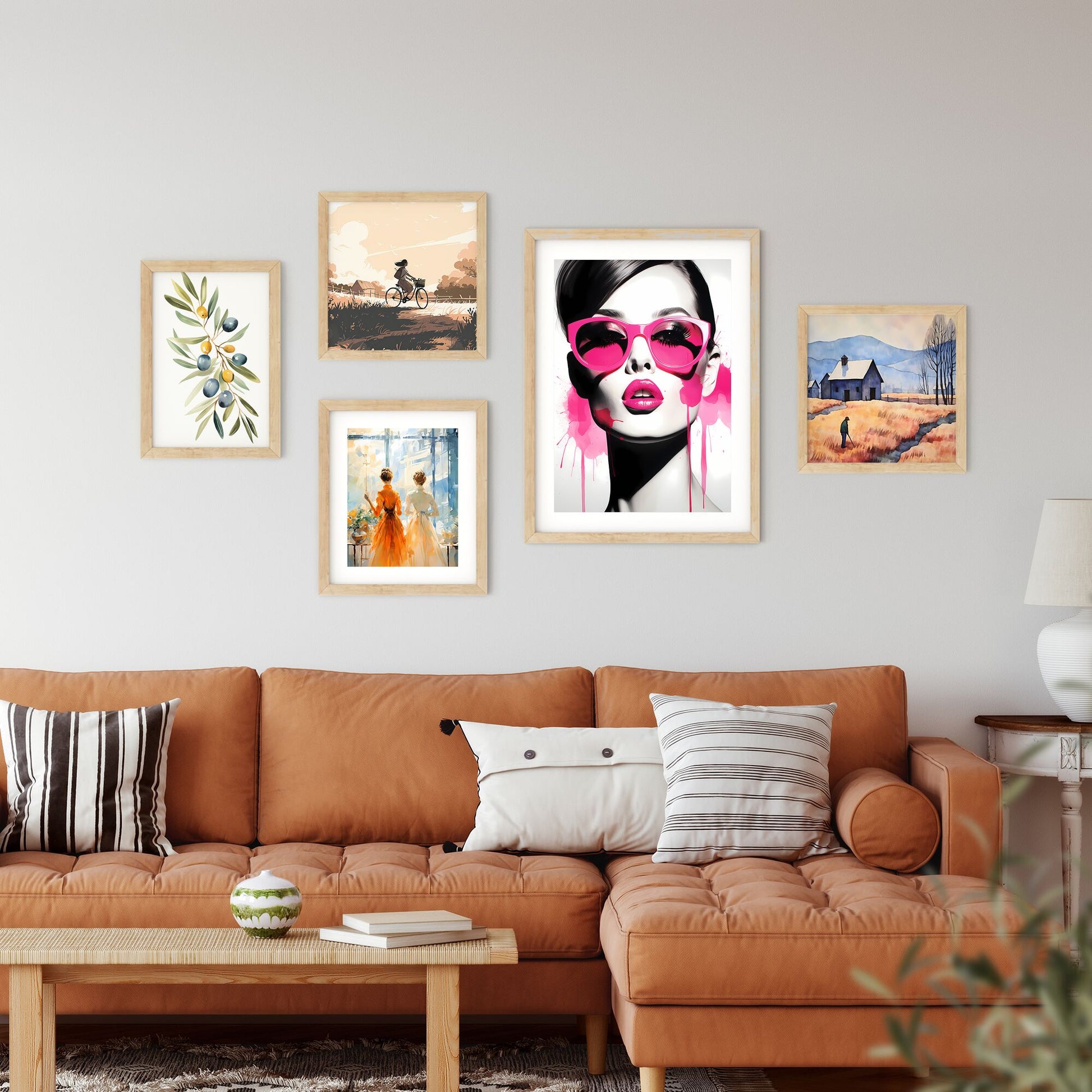 Woman With Pink Sunglasses Art Print Default Title