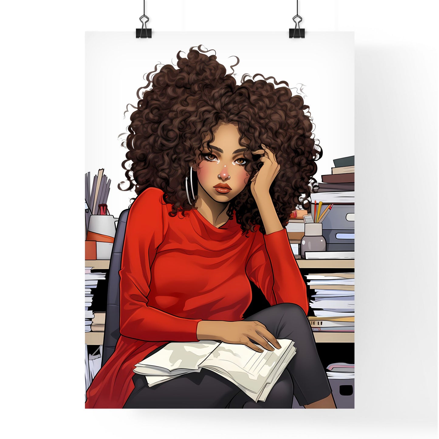 Woman Sitting In A Chair With A Book Art Print Default Title