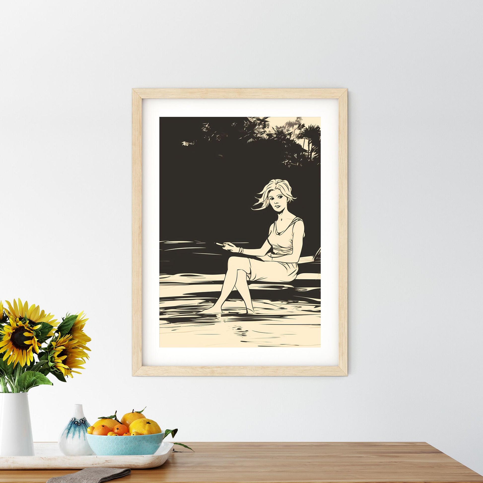 Woman Sitting In Water Art Print Default Title