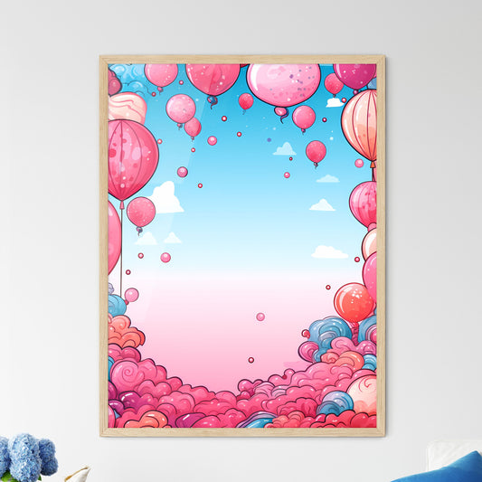 Cartoon Of Pink Balloons In The Sky Art Print Default Title