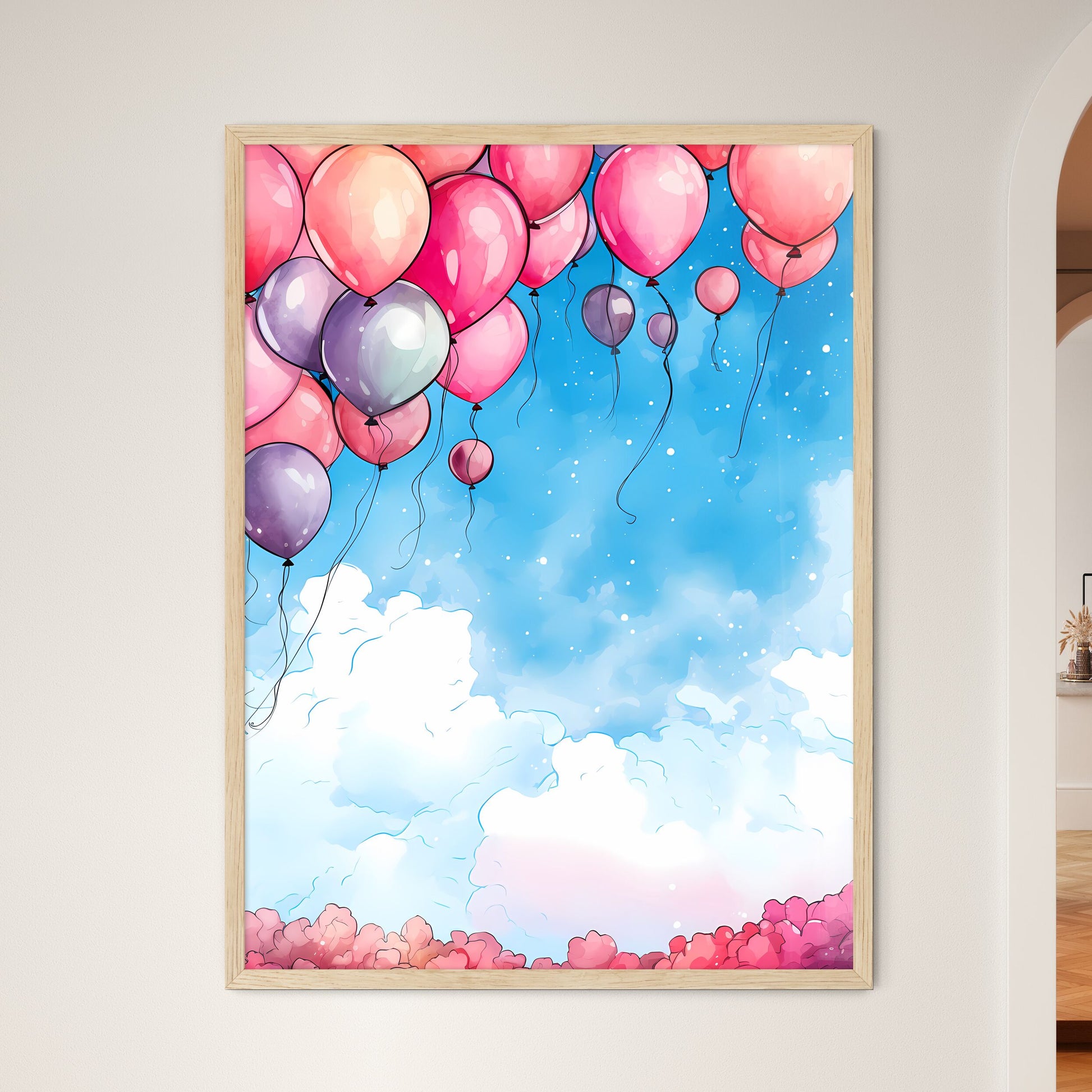 Group Of Balloons In The Sky Art Print Default Title