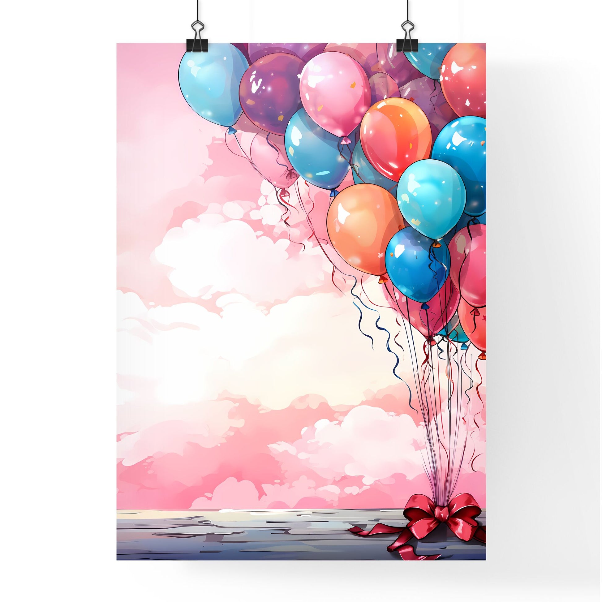 Bunch Of Balloons In The Sky Art Print Default Title