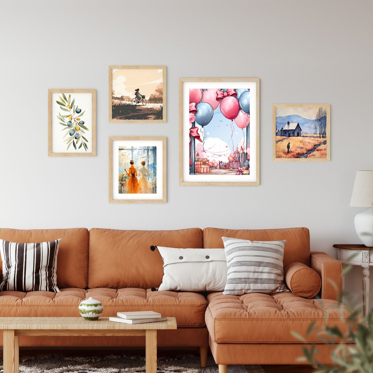 Frame With Balloons And Flowers Art Print Default Title