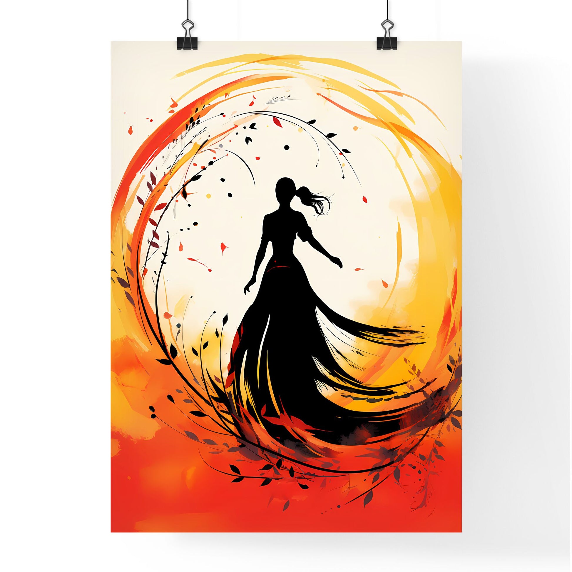 Silhouette Of A Woman In A Long Dress Art Print Default Title