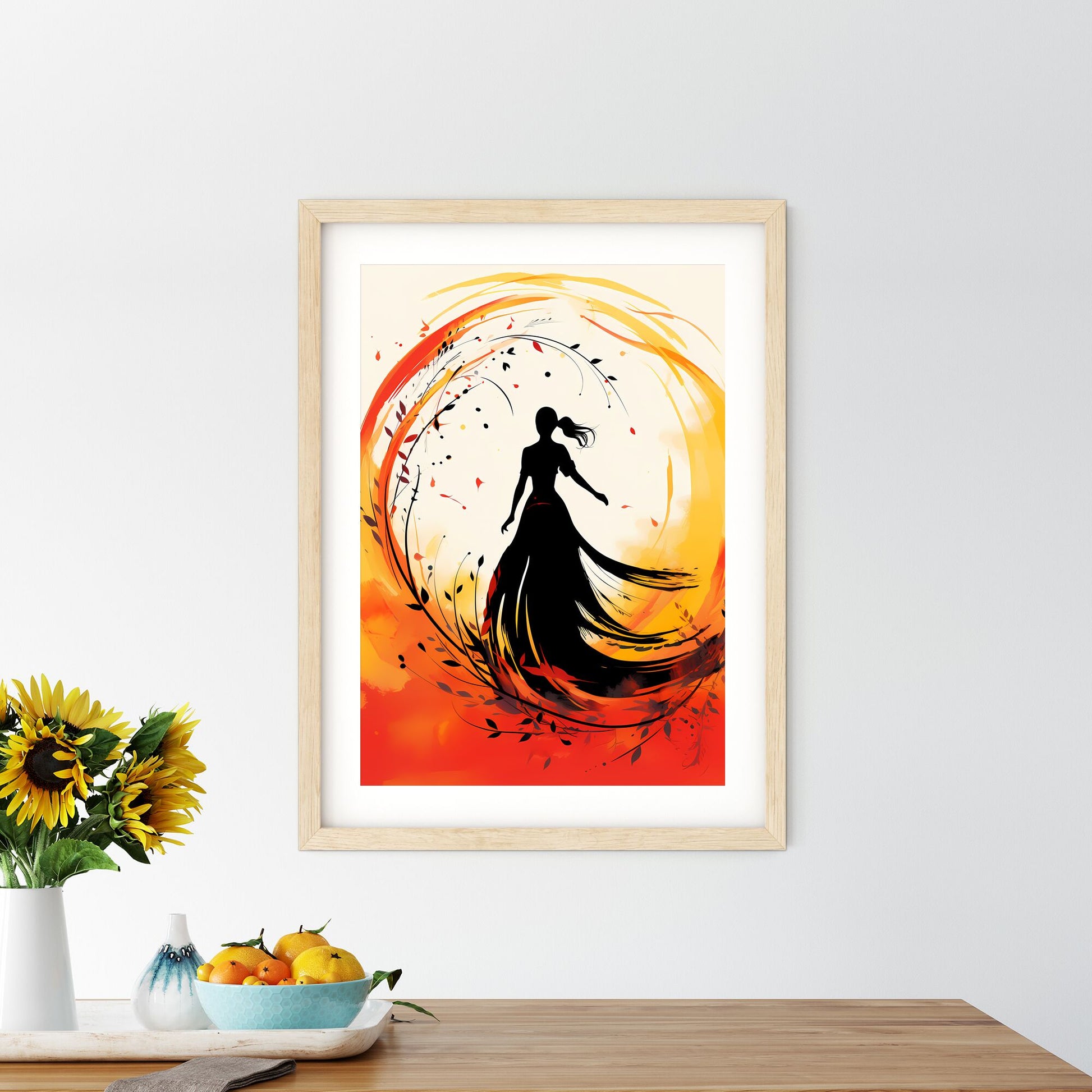 Silhouette Of A Woman In A Long Dress Art Print Default Title