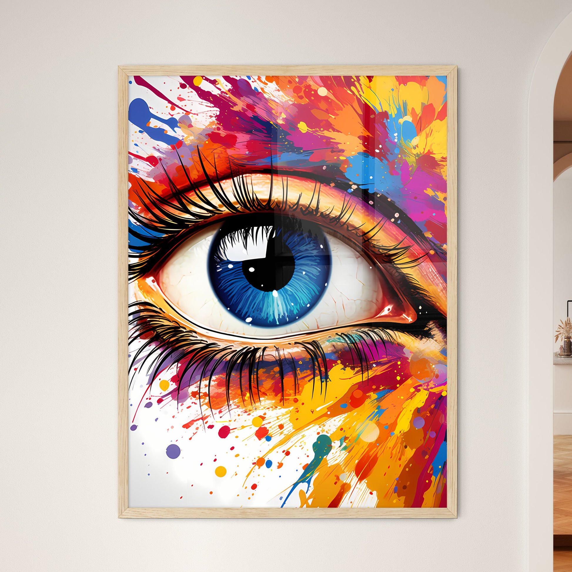 Colorful Eye With Eyelashes And Makeup Art P - Framed Art Print