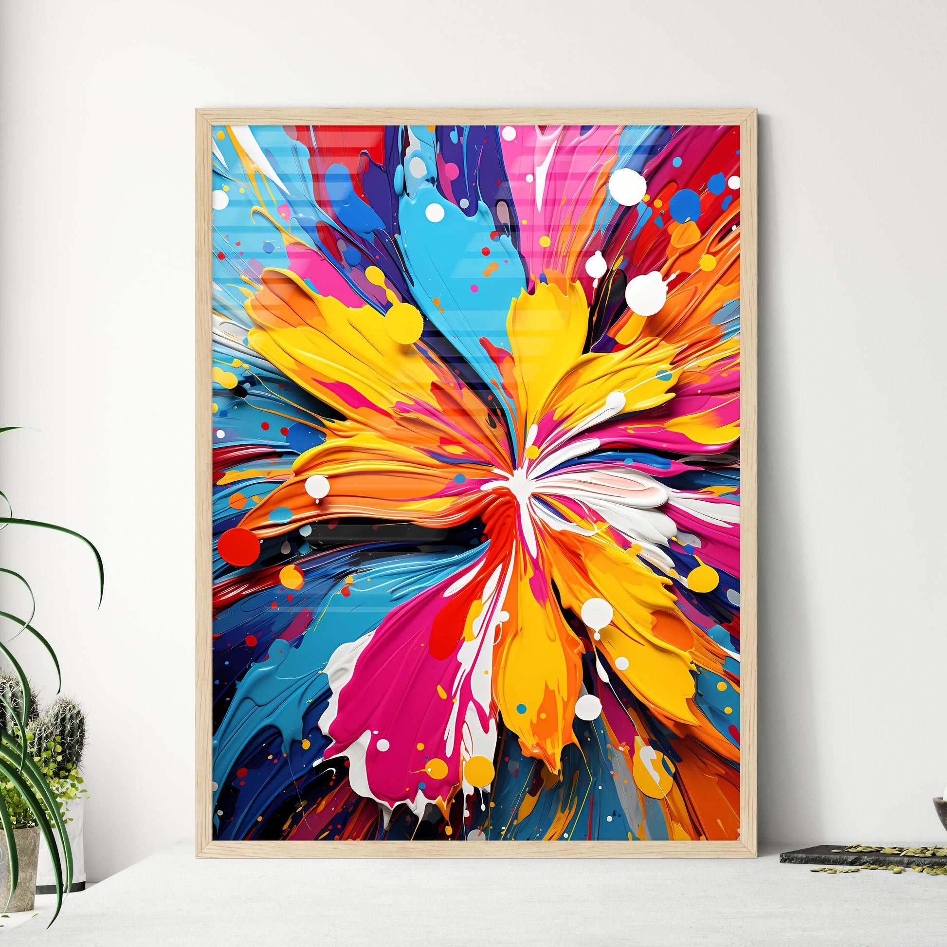 Colorful Paint Splatter Art Prin - Framed Art Print