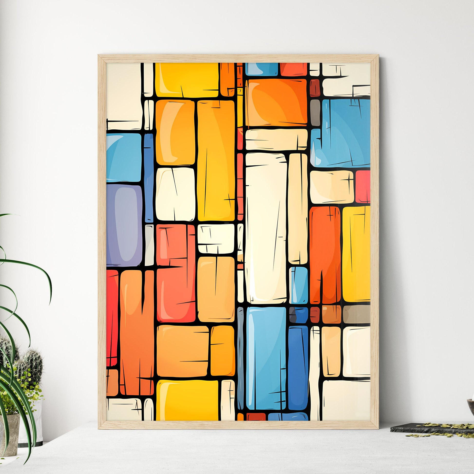 Colorful Rectangular Shapes On A White Background Art Print Default Title