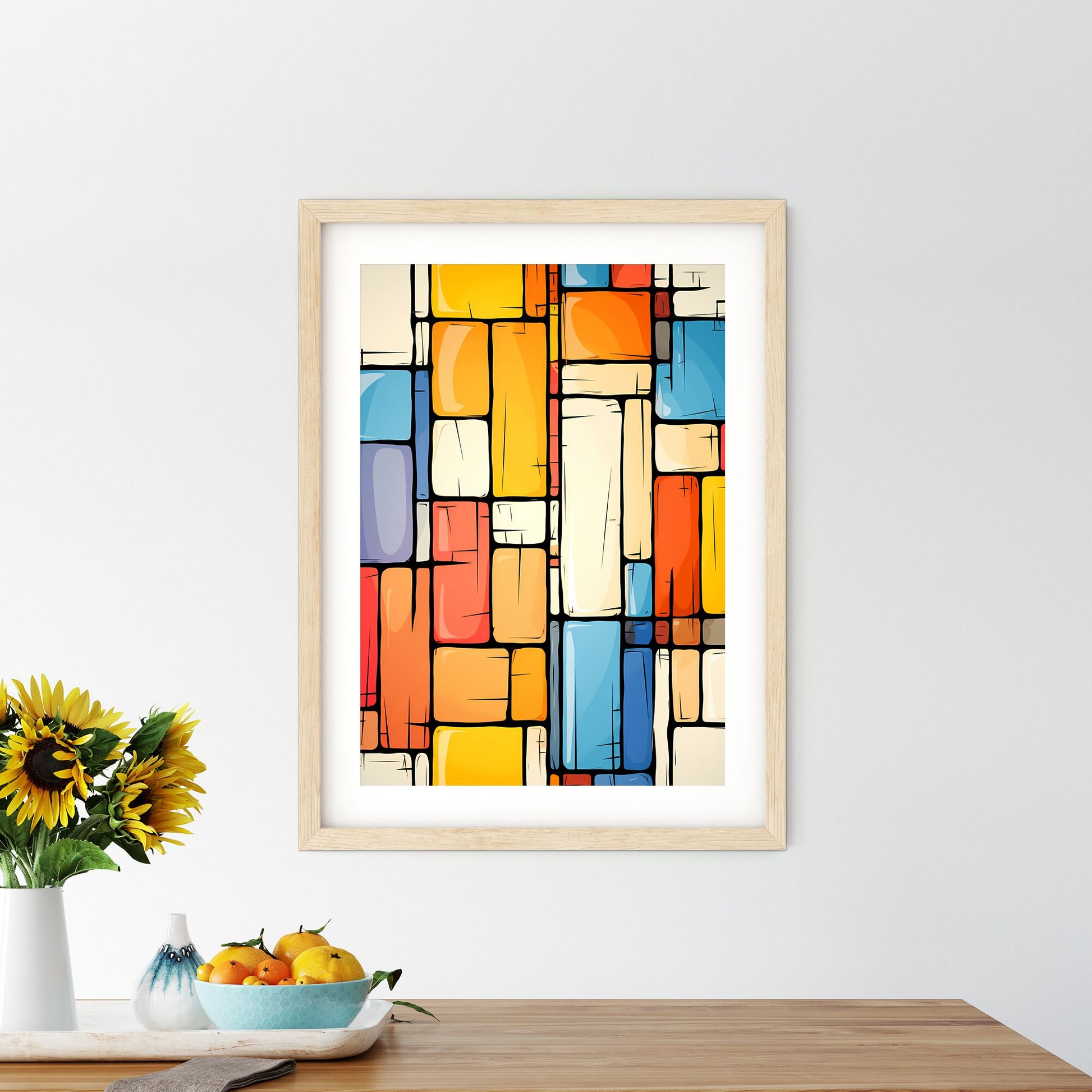 Colorful Rectangular Shapes On A White Background Art Print Default Title