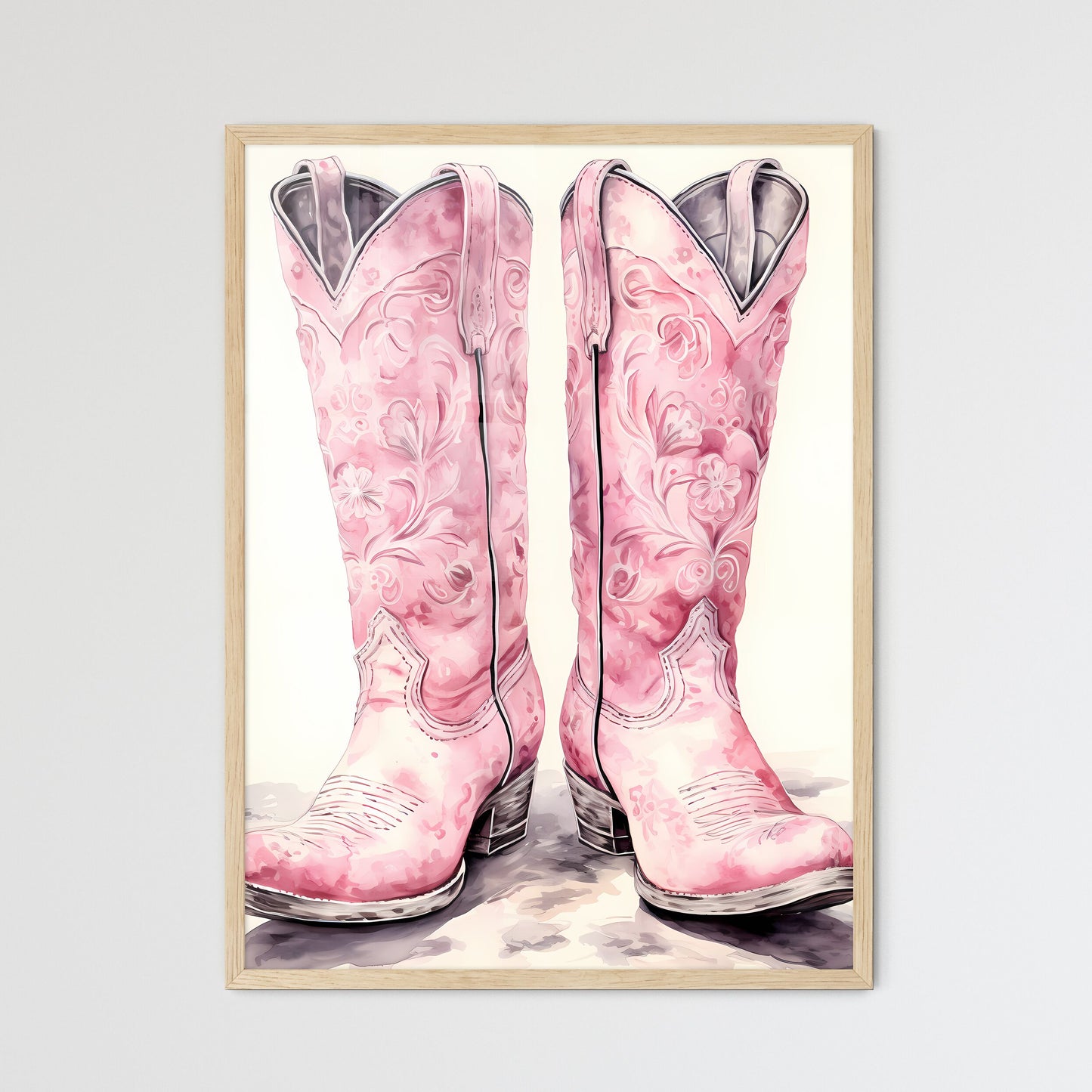 Pair Of Pink Cowboy Boots Art Print Default Title