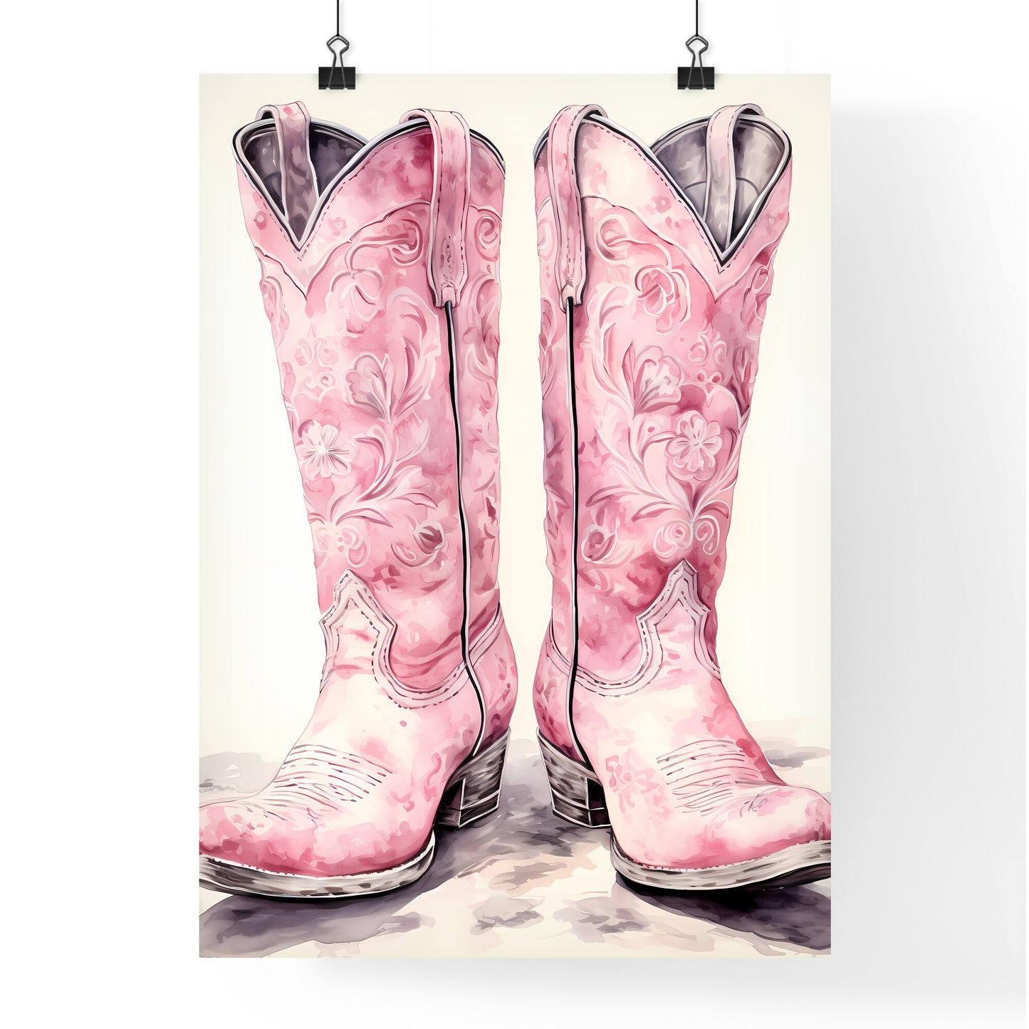 Pair Of Pink Cowboy Boots Art Print Default Title