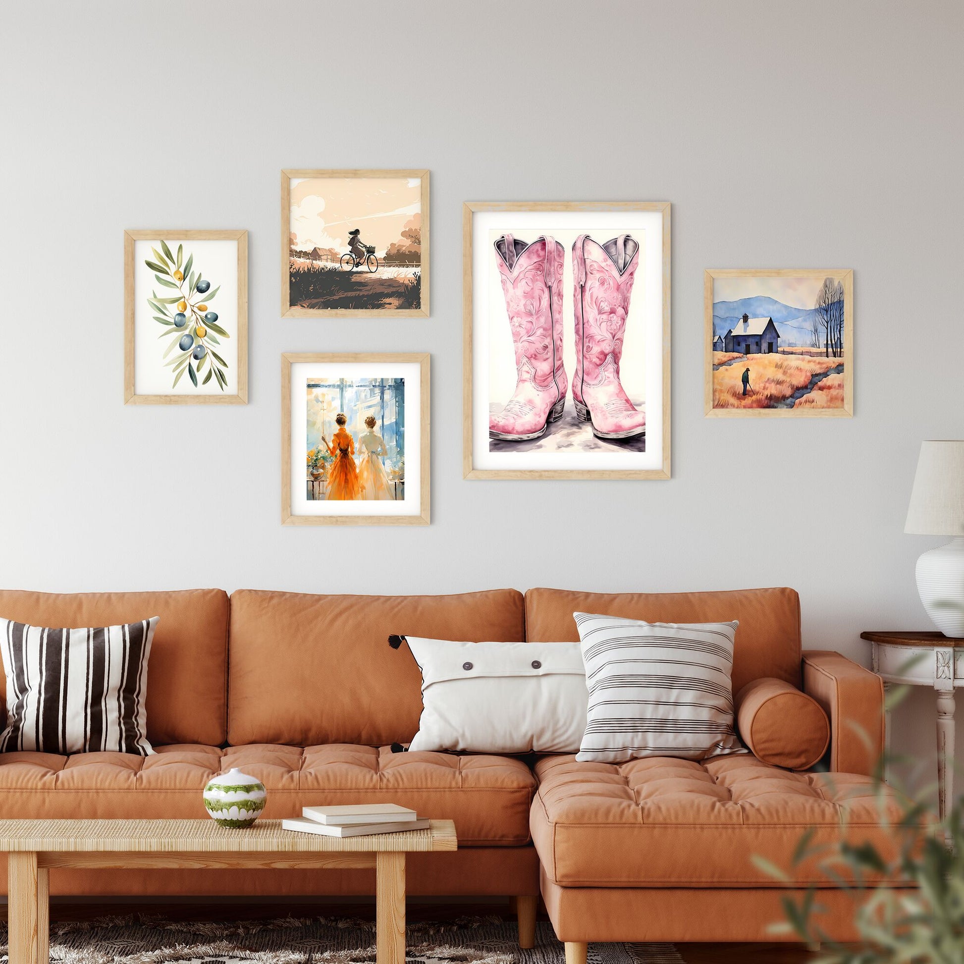 Pair Of Pink Cowboy Boots Art Print Default Title