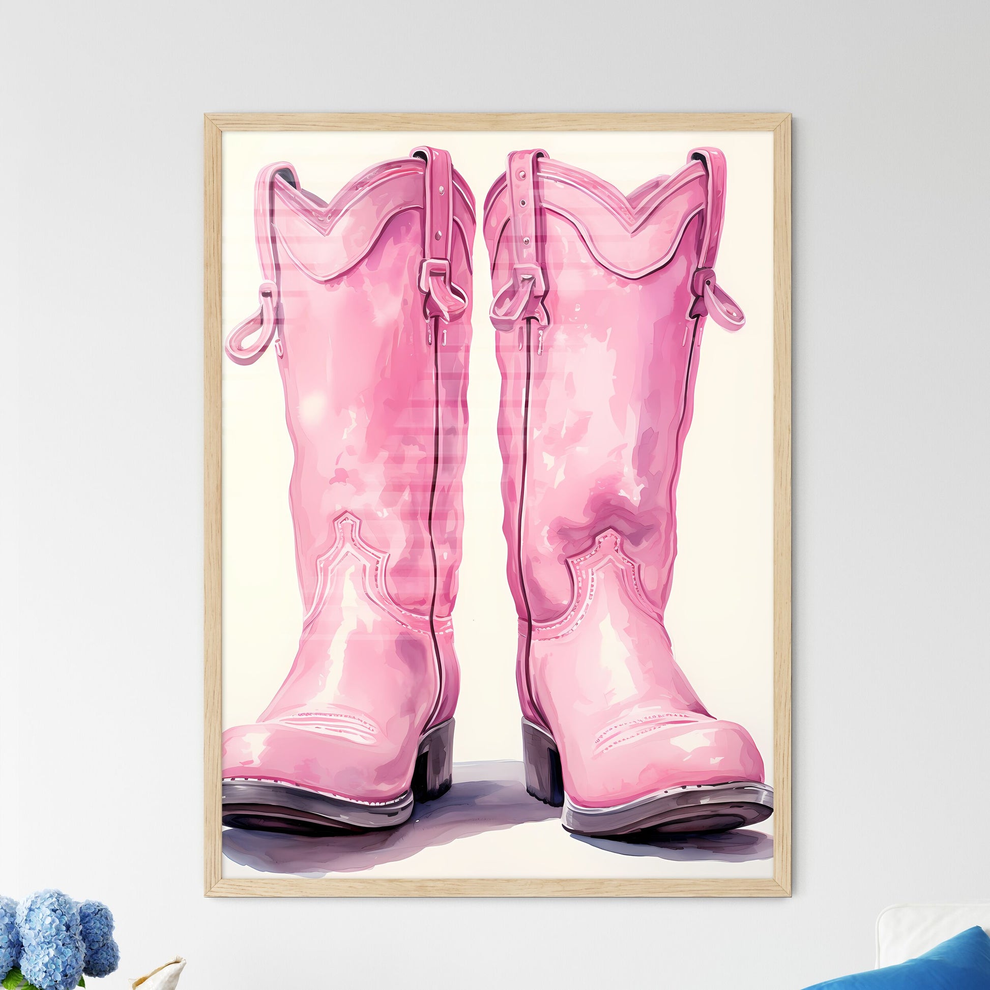 Pair Of Pink Cowboy Boots Art Print Default Title