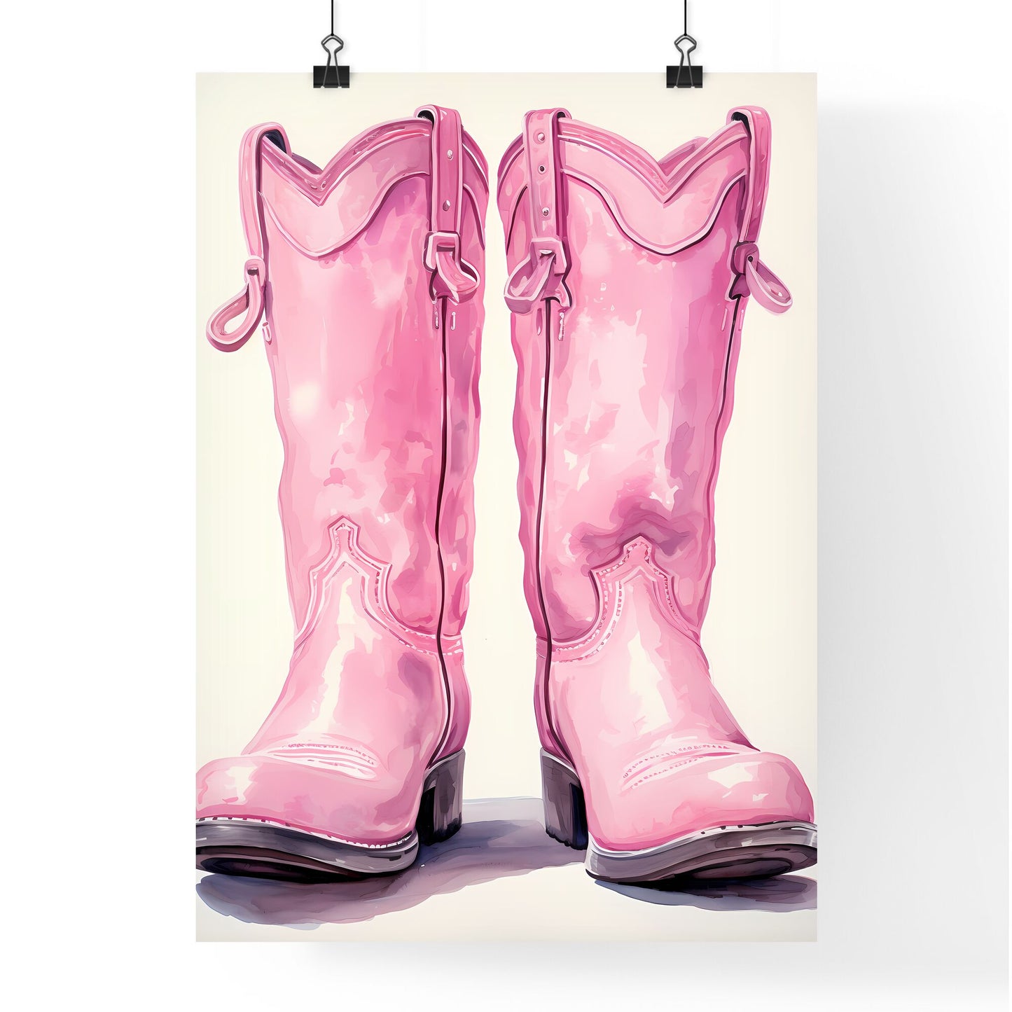 Pair Of Pink Cowboy Boots Art Print Default Title