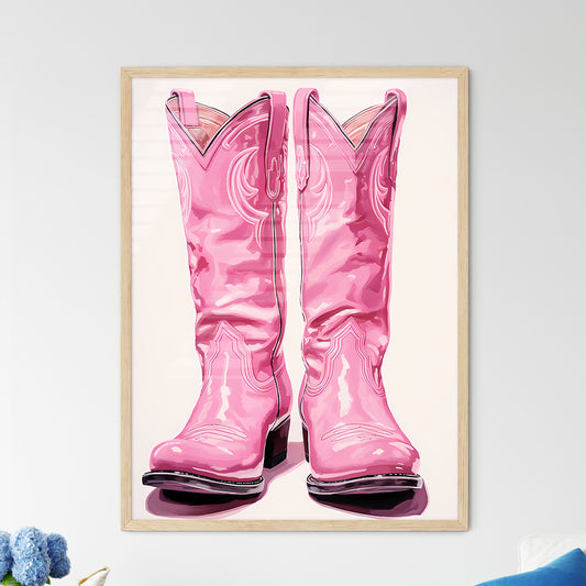 Pair Of Pink Cowboy Boots Art Print Default Title