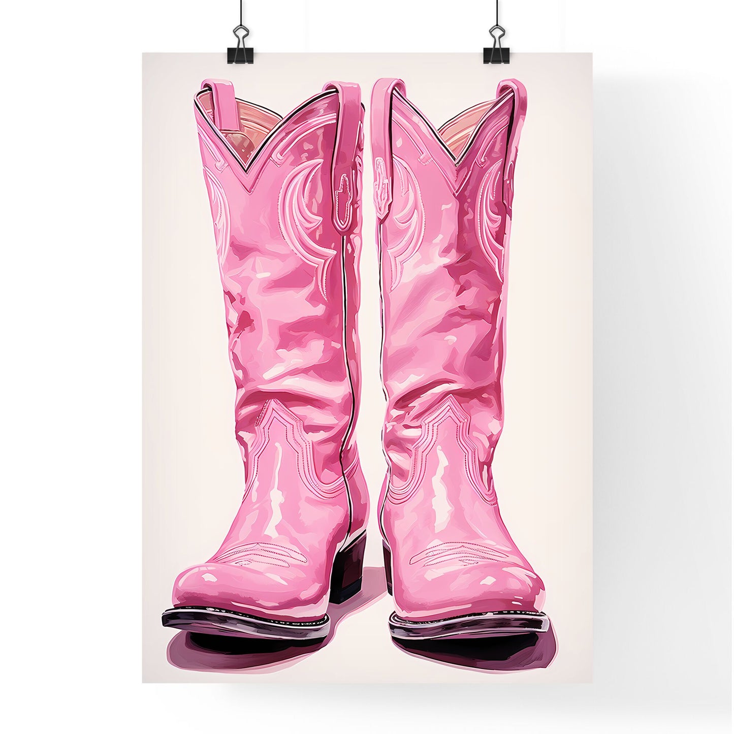 Pair Of Pink Cowboy Boots Art Print Default Title