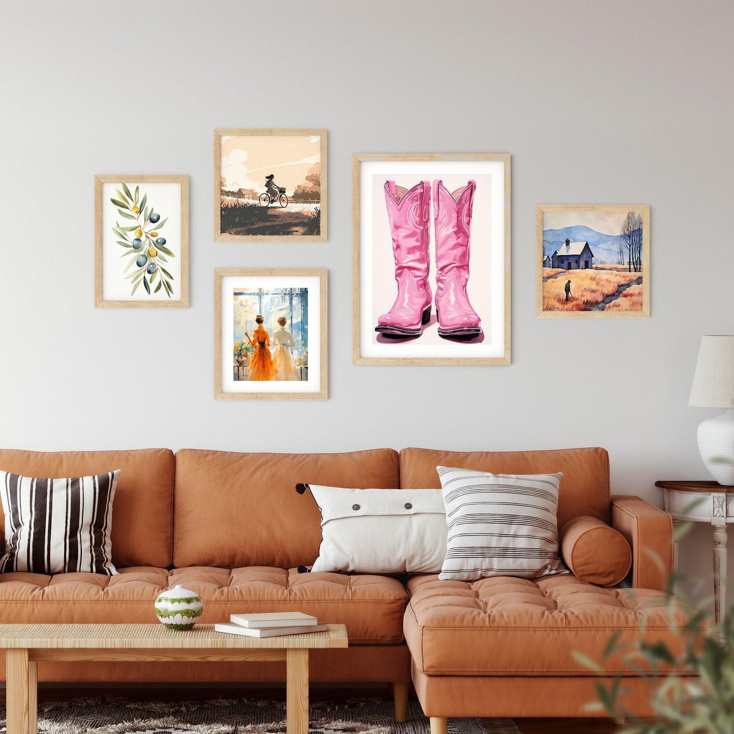 Pair Of Pink Cowboy Boots Art Print Default Title