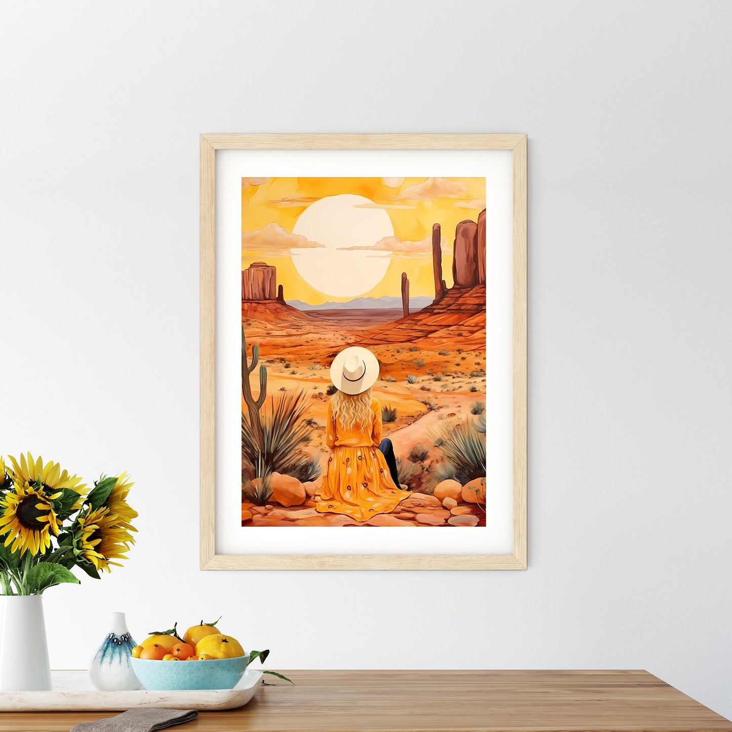 Woman Sitting In A Desert Art Print Default Title