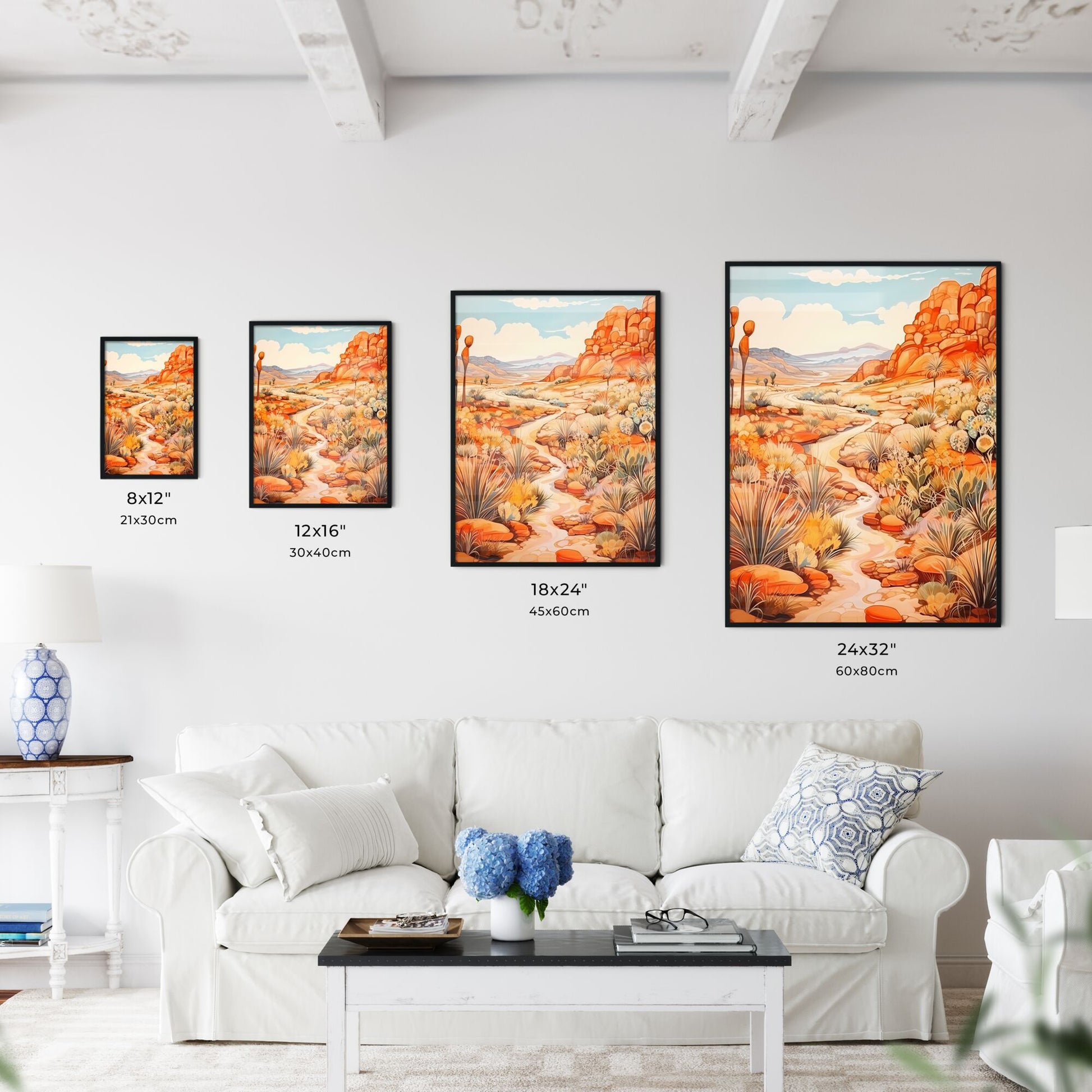 Painting Of A River Running Through A Desert Art Print Default Title