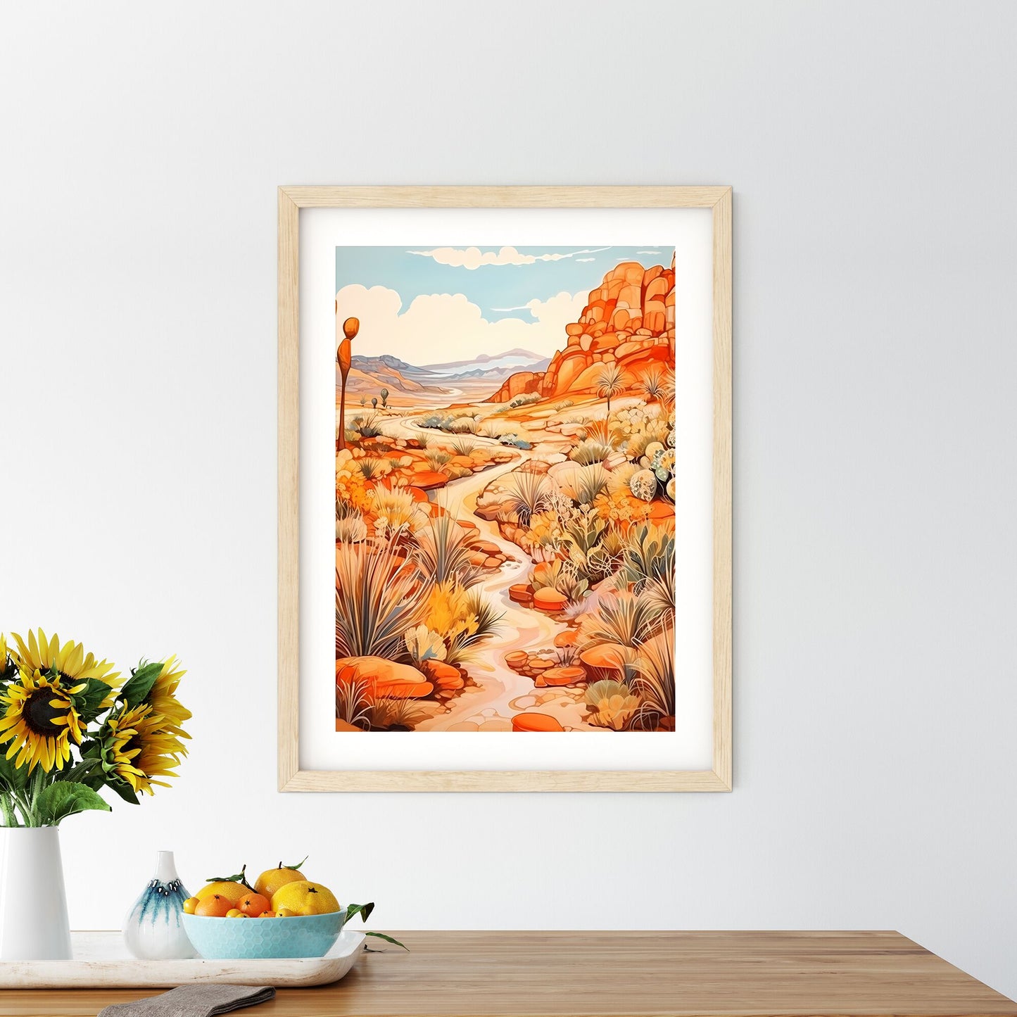 Painting Of A River Running Through A Desert Art Print Default Title