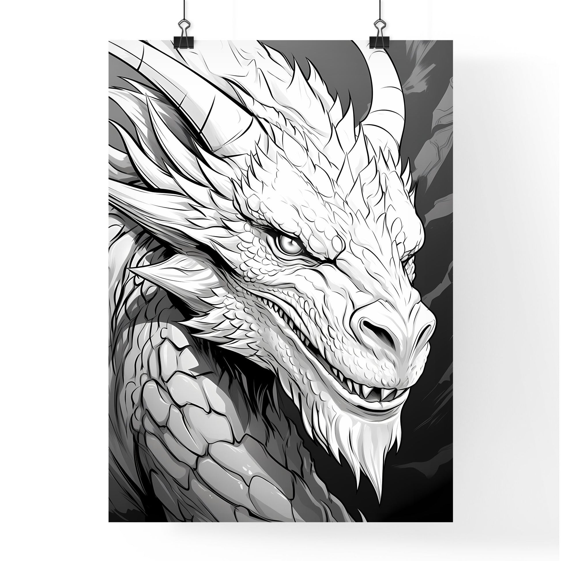 White Dragon With Sharp Teeth Art Print Default Title