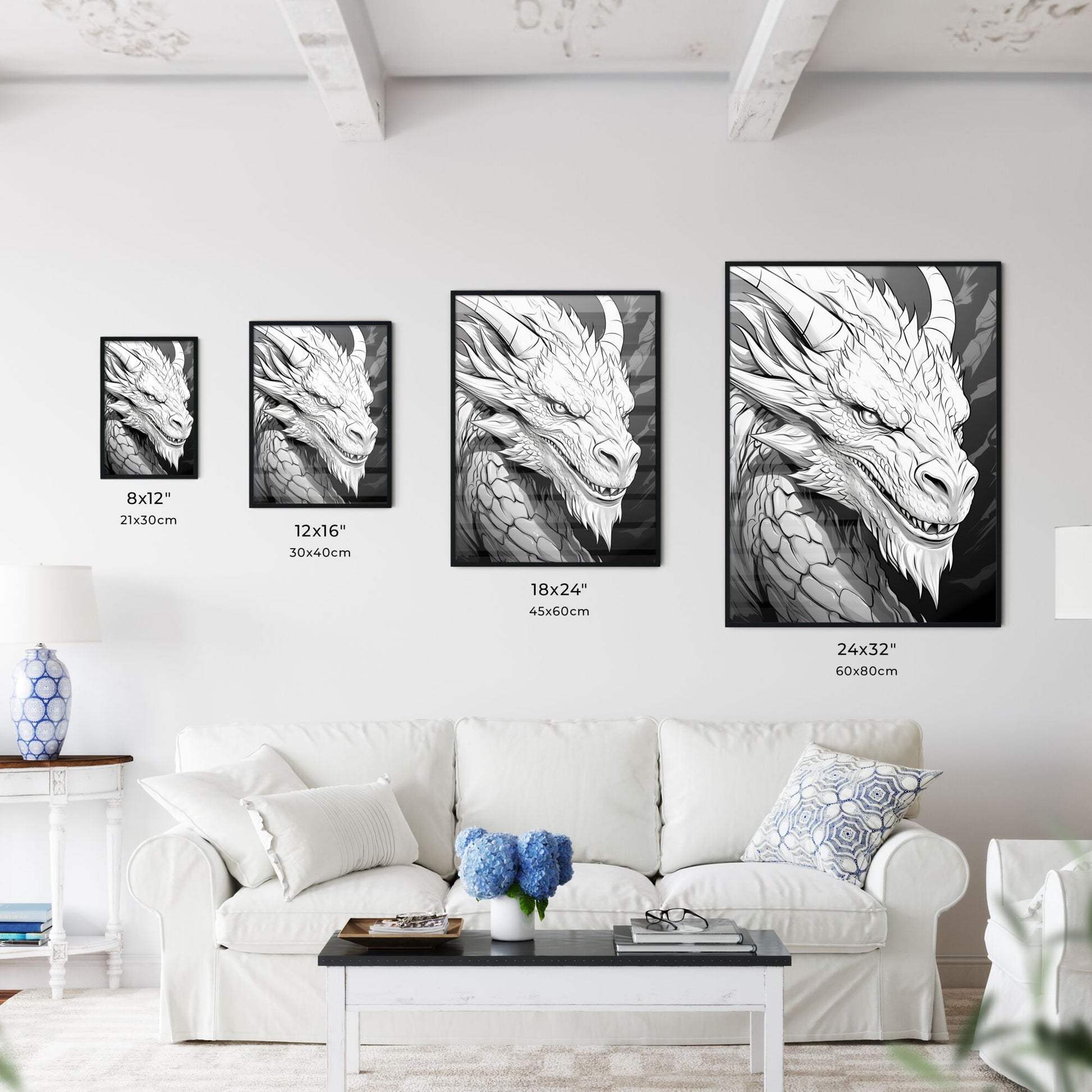 White Dragon With Sharp Teeth Art Print Default Title