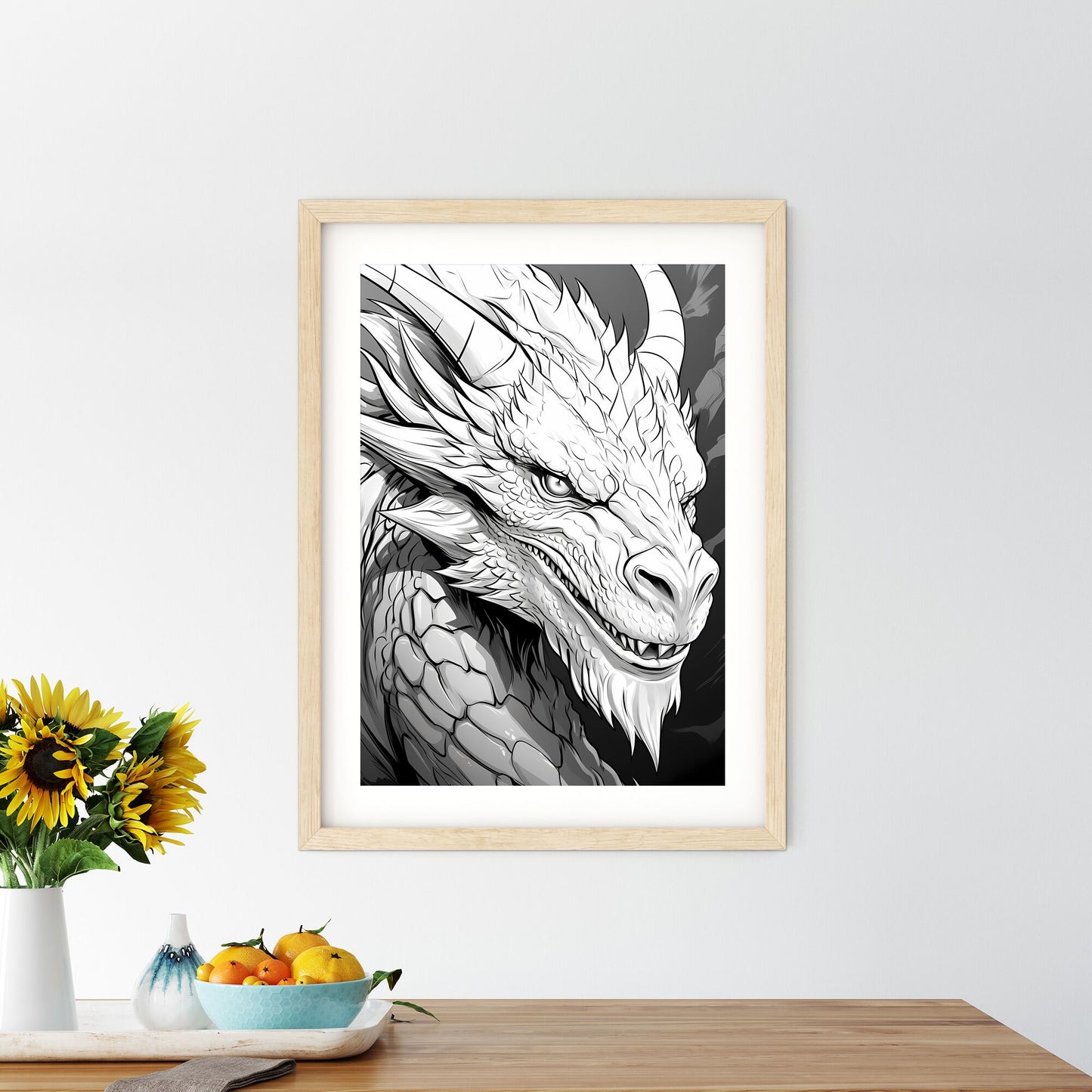 White Dragon With Sharp Teeth Art Print Default Title