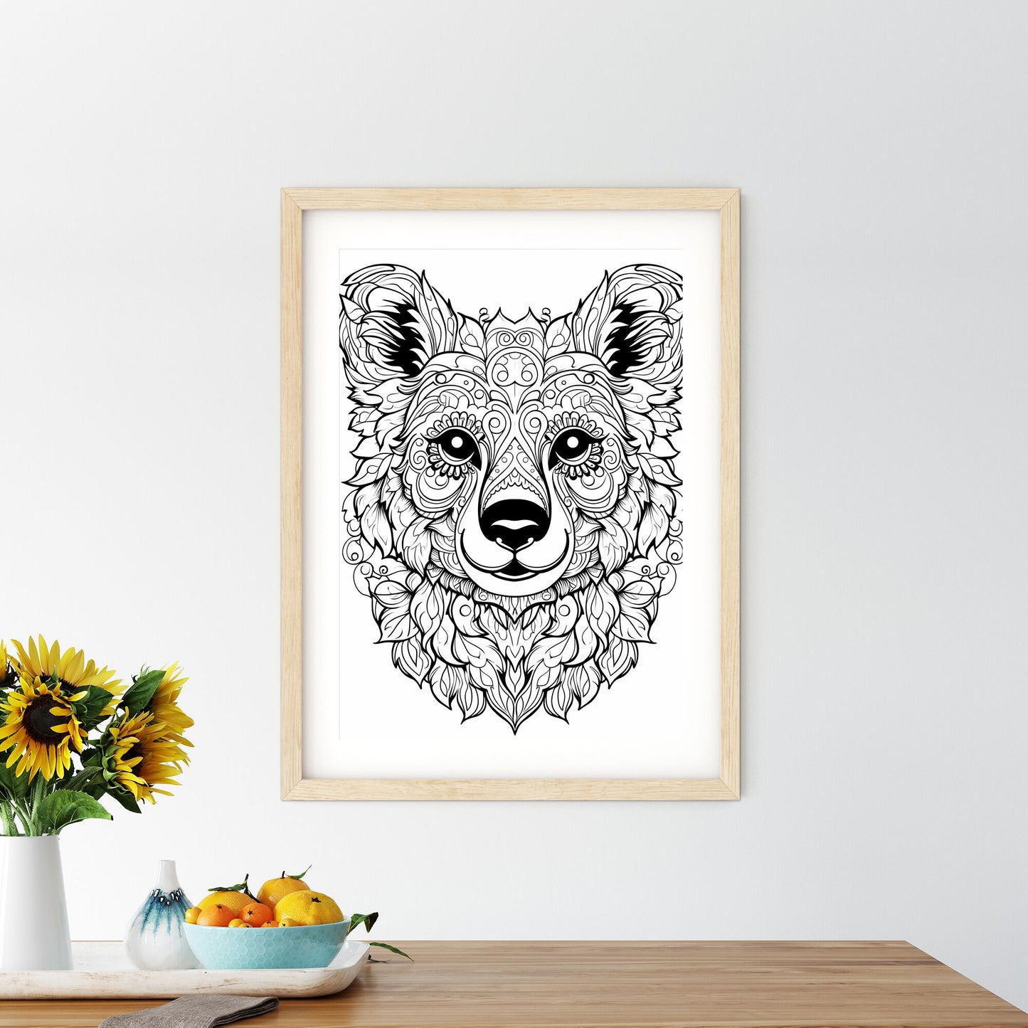 Black And White Drawing Of A Dogs Head Art Print Default Title