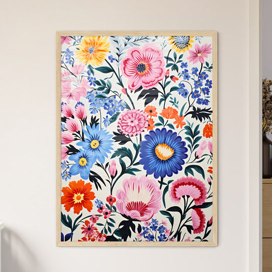 Colorful Flower Painting On A White Surface  - Framed Art Print