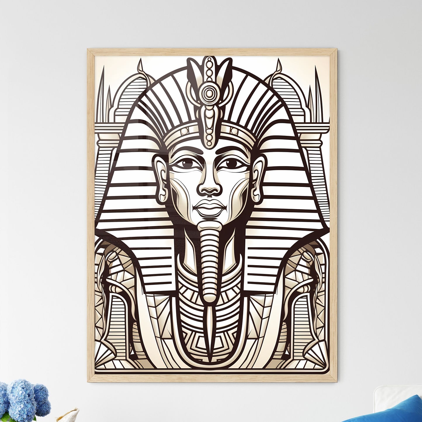 Black And White Drawing Of A Man In A Egyptian Garment Art Print Default Title