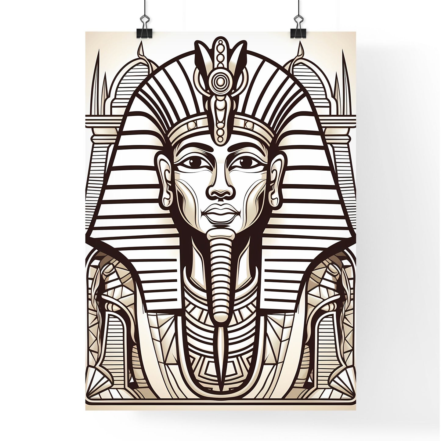 Black And White Drawing Of A Man In A Egyptian Garment Art Print Default Title